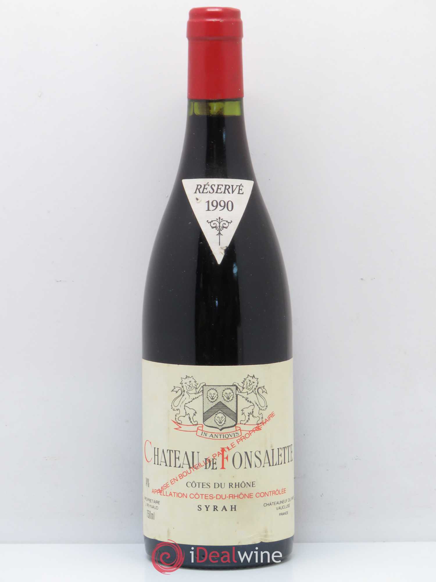 Côtes-du-Rhône Cuvée Syrah Château de Fonsalette 1990 - Lot de 1 bouteille - 0