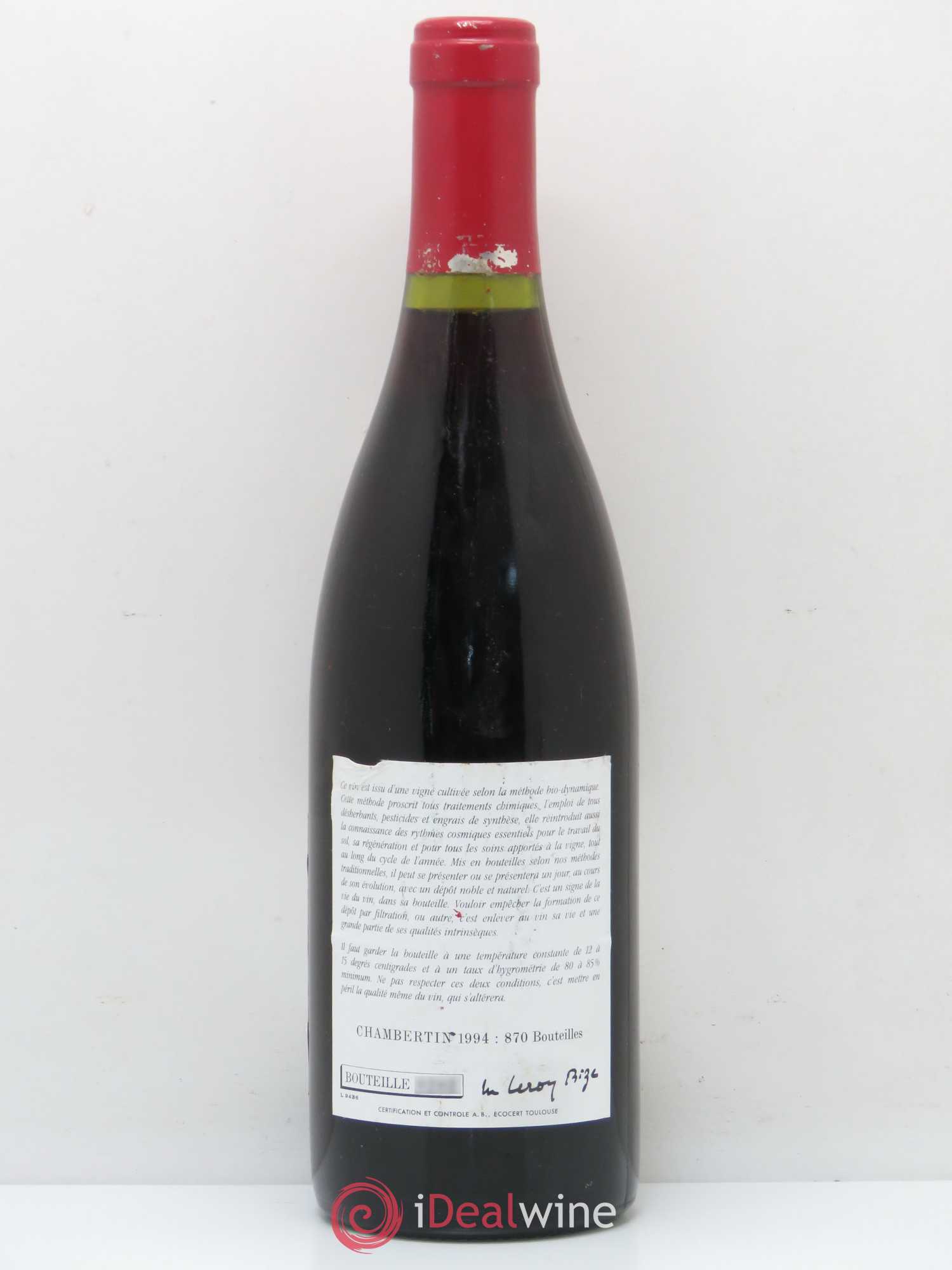Chambertin Grand Cru Leroy (Domaine) 1994 - Lot of 1 bottle - 1