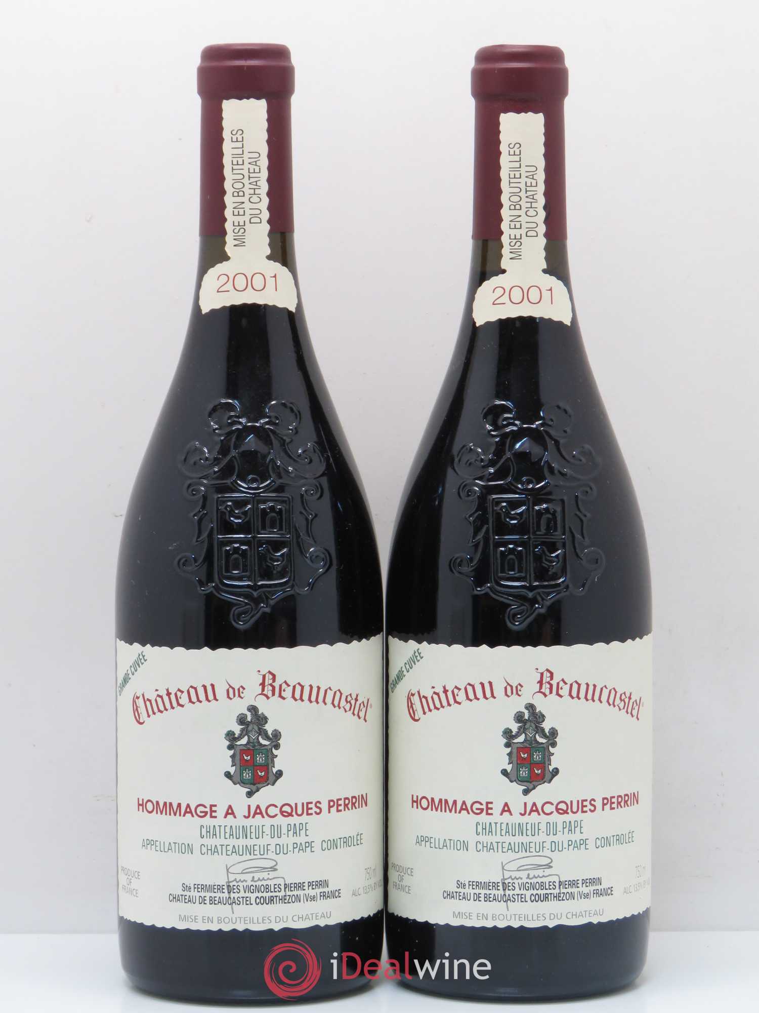 Châteauneuf-du-Pape Château de Beaucastel Hommage à Jacques Perrin Famille Perrin 2001 - Lot de 2 bouteilles - 0