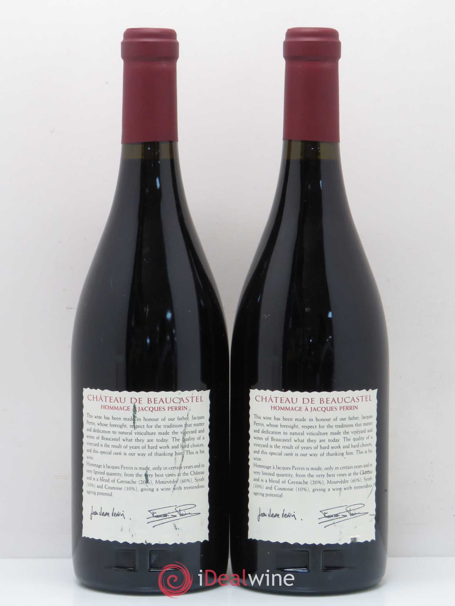 Châteauneuf-du-Pape Château de Beaucastel Hommage à Jacques Perrin Famille Perrin 2001 - Lot de 2 bouteilles - 1
