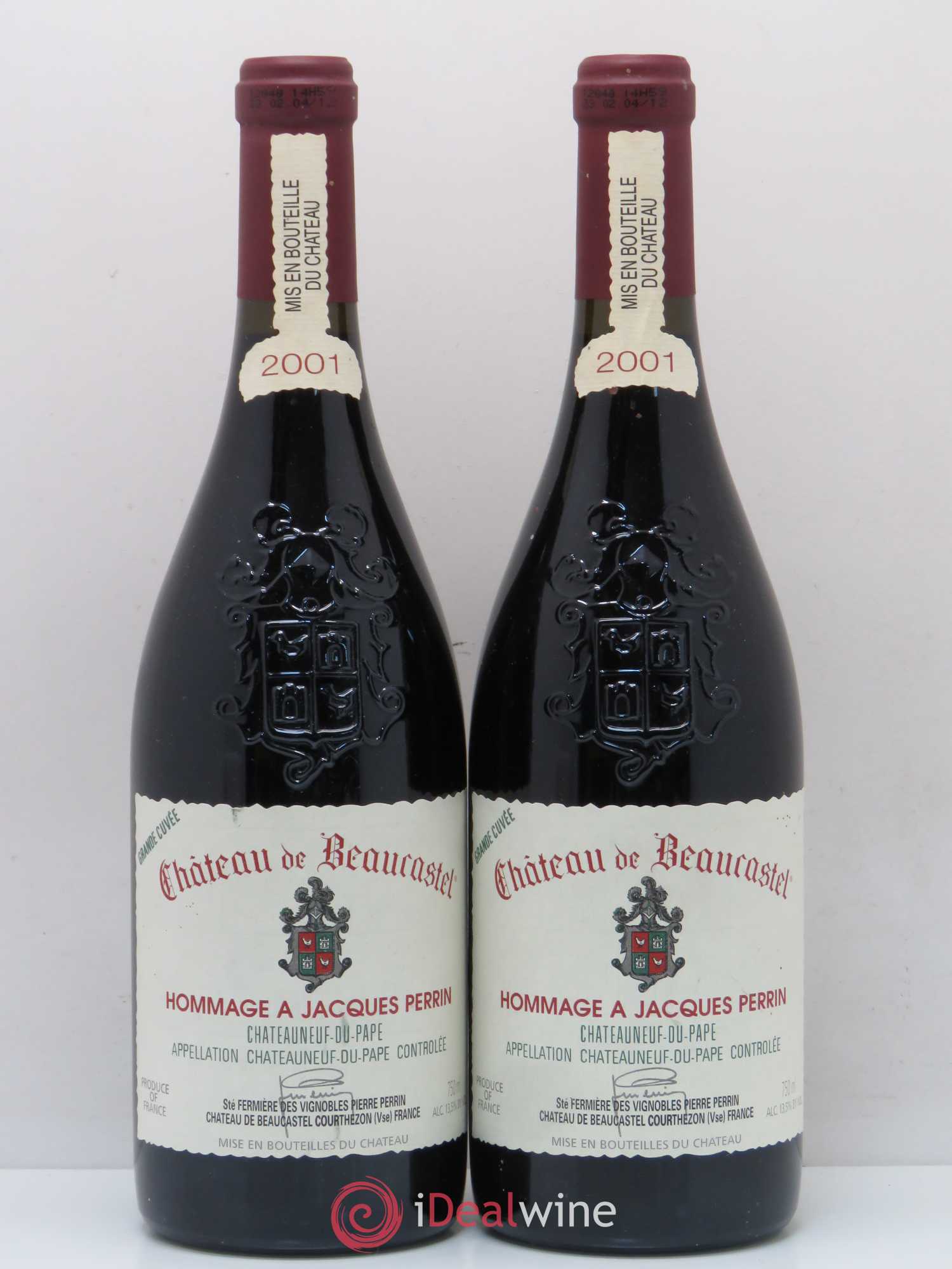 Châteauneuf-du-Pape Château de Beaucastel Hommage à Jacques Perrin Famille Perrin 2001 - Lot de 2 bouteilles - 0