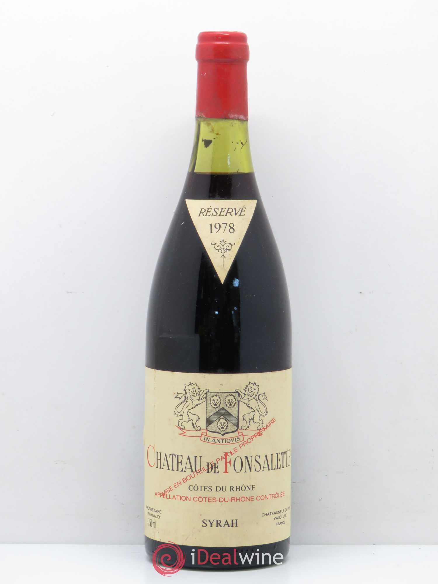 Côtes-du-Rhône Cuvée Syrah Château de Fonsalette 1978 - Lot de 1 bouteille - 0
