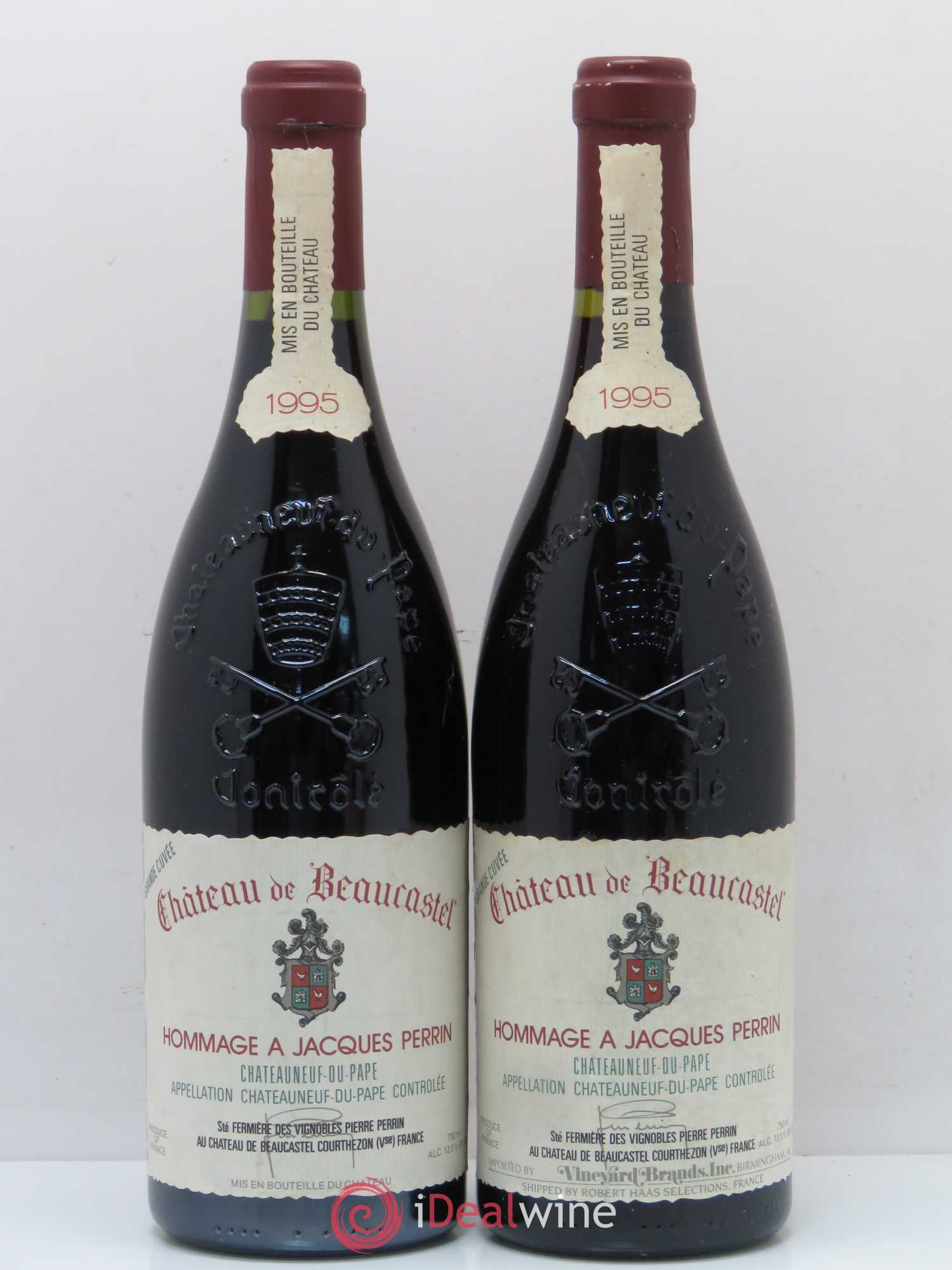 Châteauneuf-du-Pape Château de Beaucastel Hommage à Jacques Perrin Famille Perrin 1995 - Lot de 2 bouteilles - 0