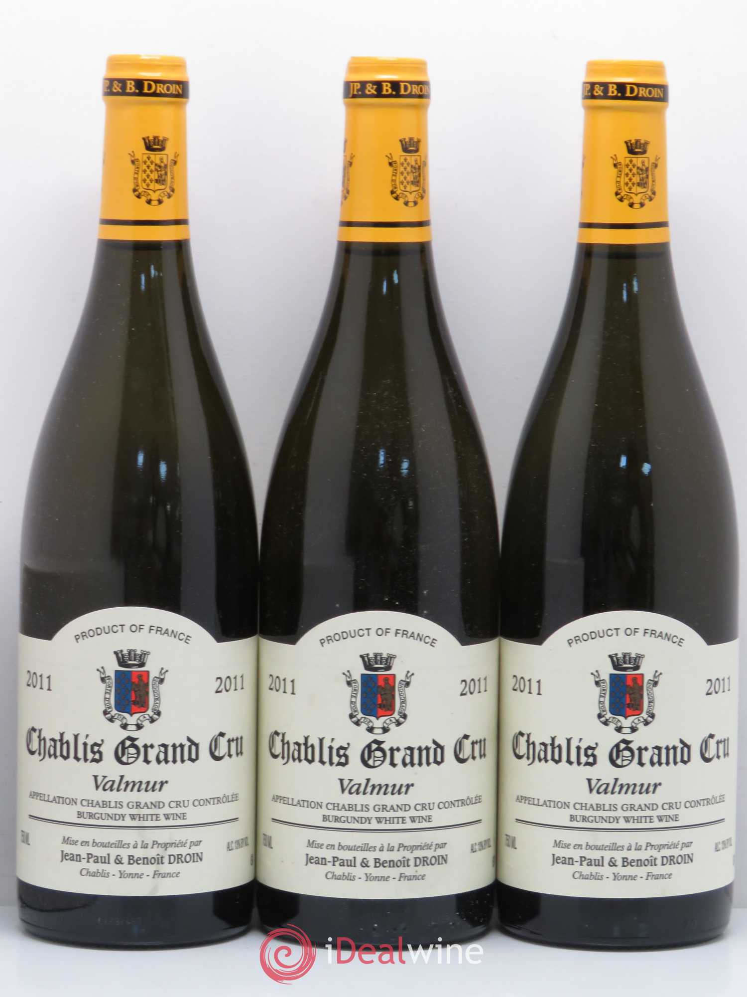Chablis Grand Cru Valmur Jean-Paul & Benoît Droin (Domaine) 2011 - Lot de 3 bouteilles - 0