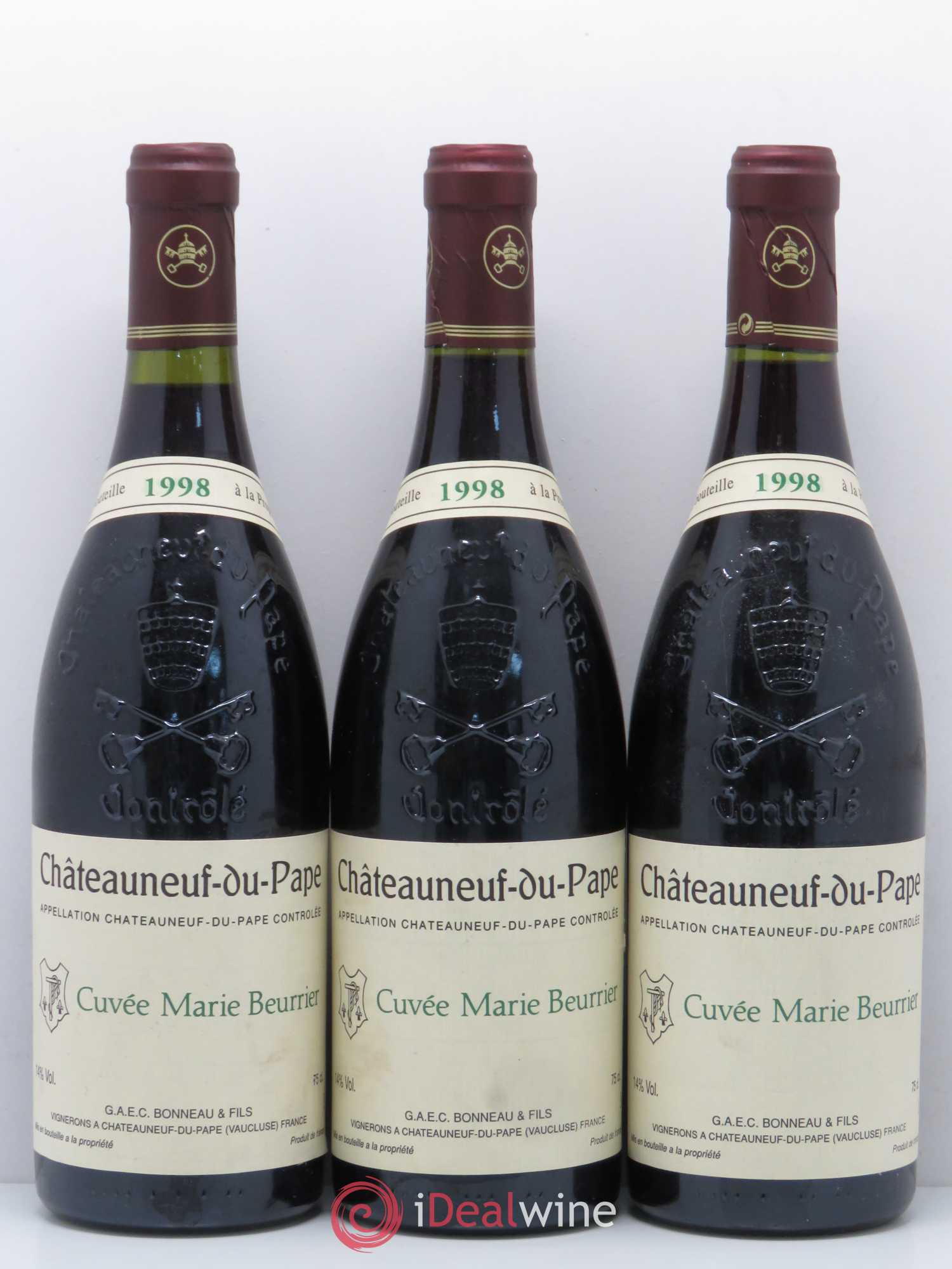 Châteauneuf-du-Pape Marie Beurrier Henri Bonneau & Fils 1998 - Lot de 3 bouteilles - 0