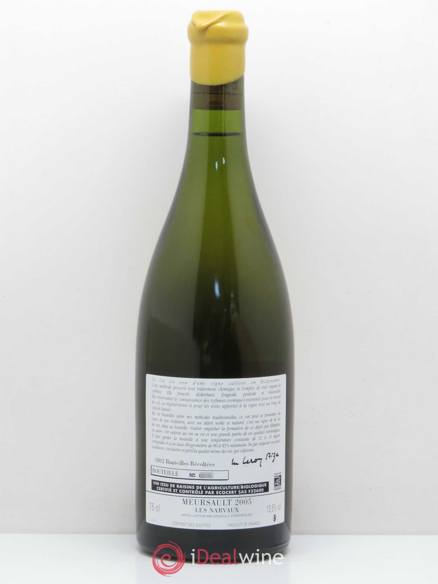 Meursault Les Narvaux d'Auvenay (Domaine) 2005 - Lot de 1 bouteille - 1
