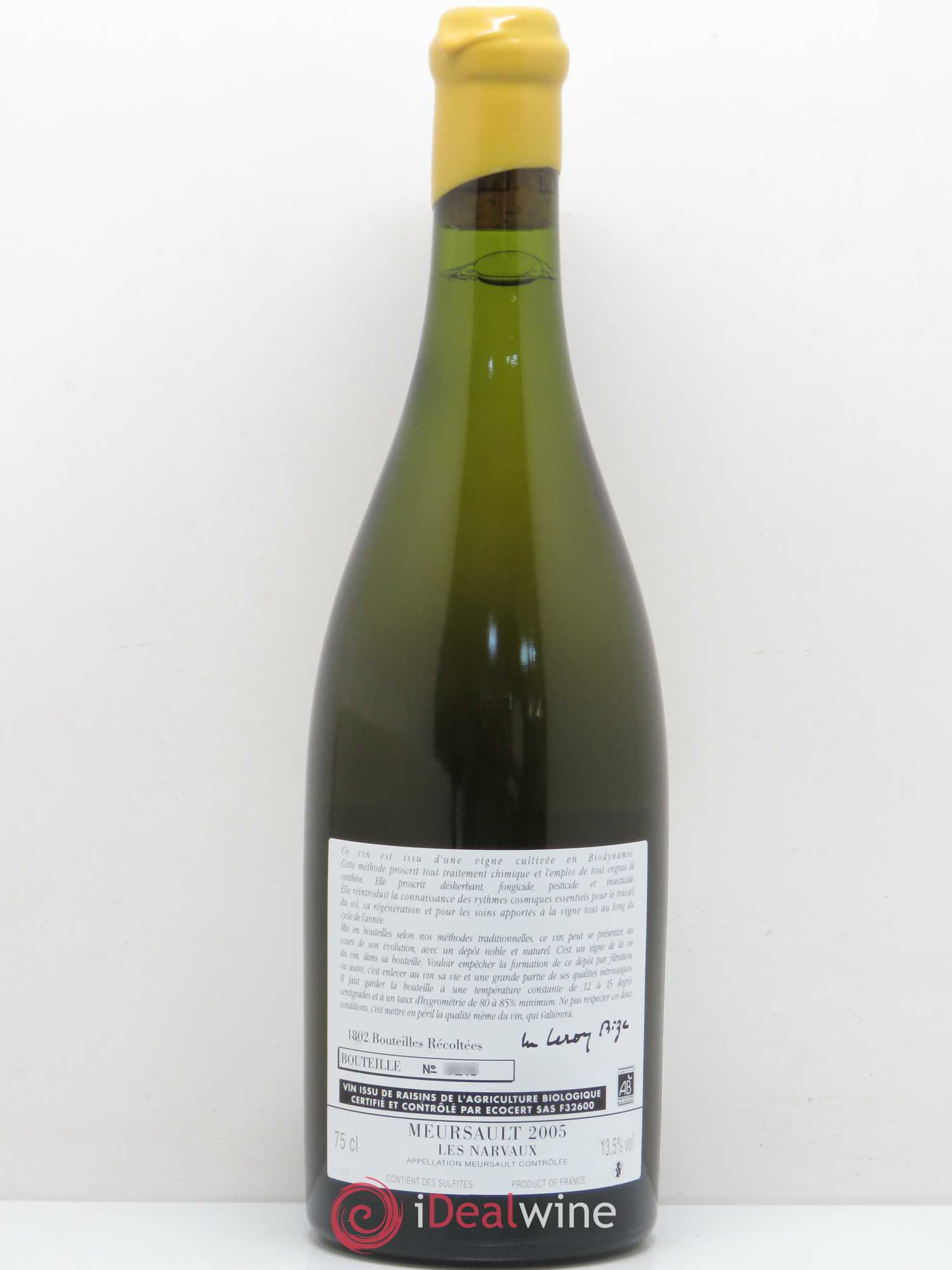 Meursault Les Narvaux d'Auvenay (Domaine) 2005 - Lot de 1 bouteille - 1