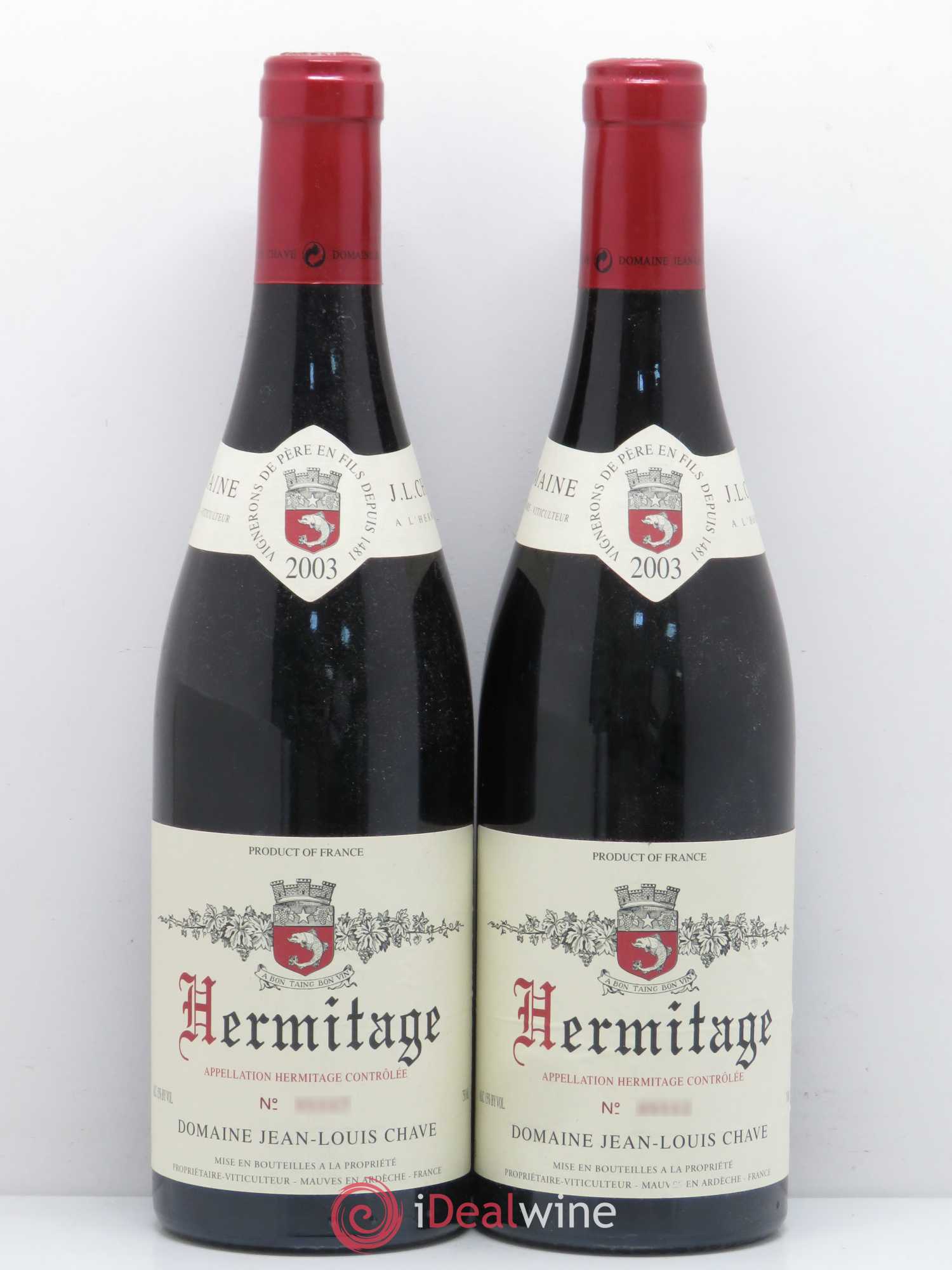 Hermitage Jean-Louis Chave 2003 - Lot de 2 bouteilles - 0