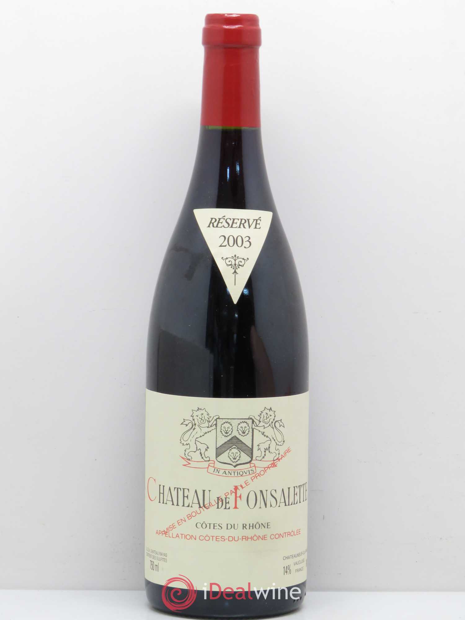 Côtes-du-Rhône Château de Fonsalette Emmanuel Reynaud 2003 - Lot de 1 bouteille - 0