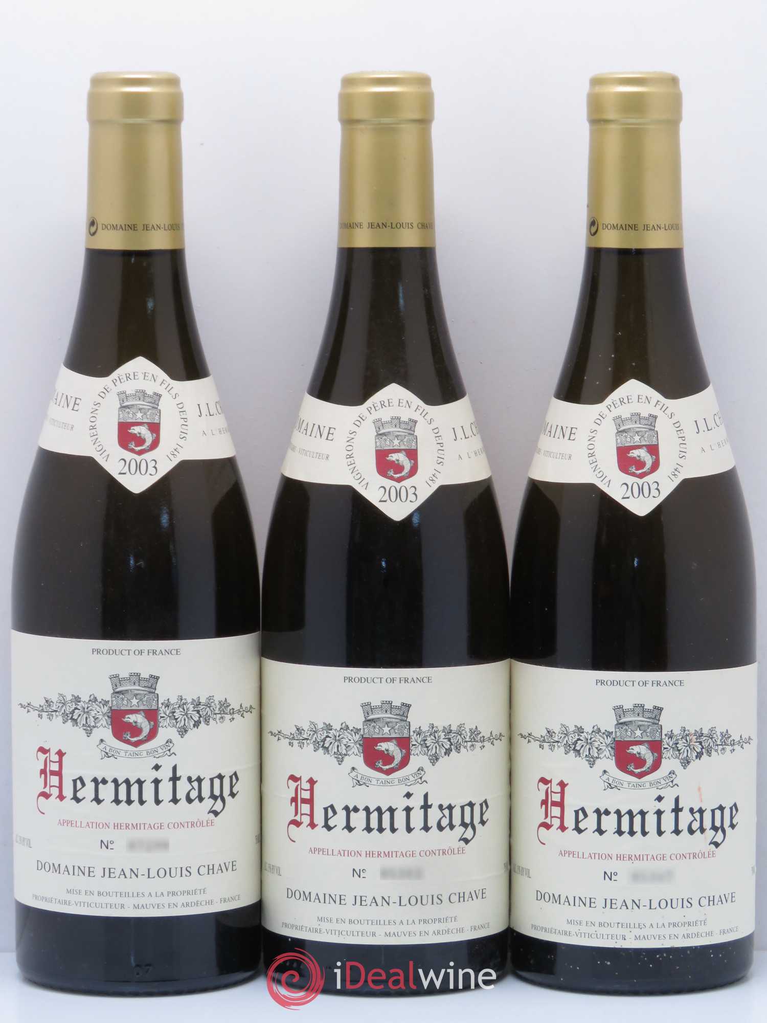 Hermitage Jean-Louis Chave 2003 - Lot de 3 bouteilles - 0