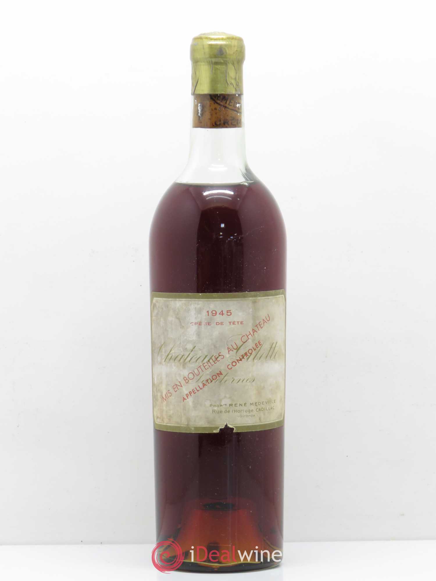 Château Gilette - Crème de Tête 1945 - Lotto di 1 bottiglia - 0