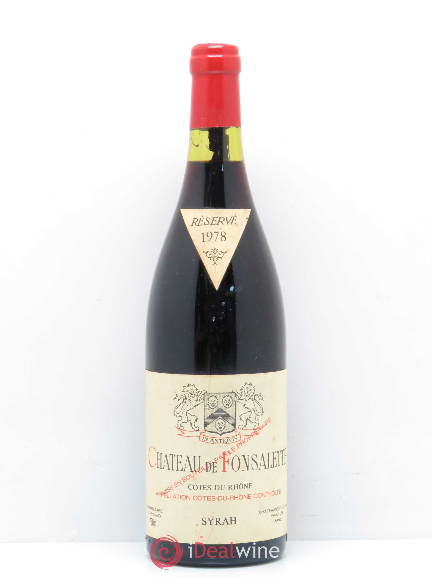 Côtes-du-Rhône Cuvée Syrah Château de Fonsalette 1978 - Lot de 1 bouteille - 0