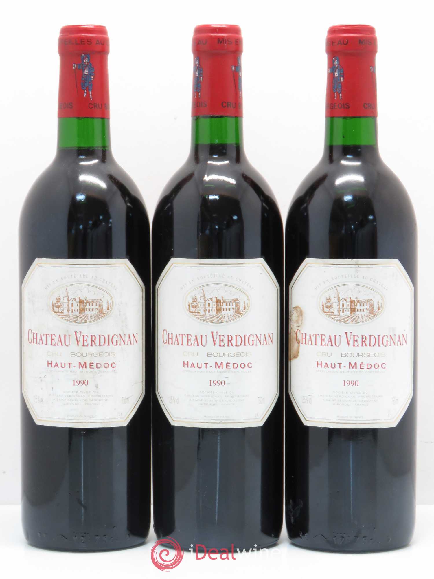Château Verdignan Cru Bourgeois 1990 - Lot de 3 bouteilles - 0