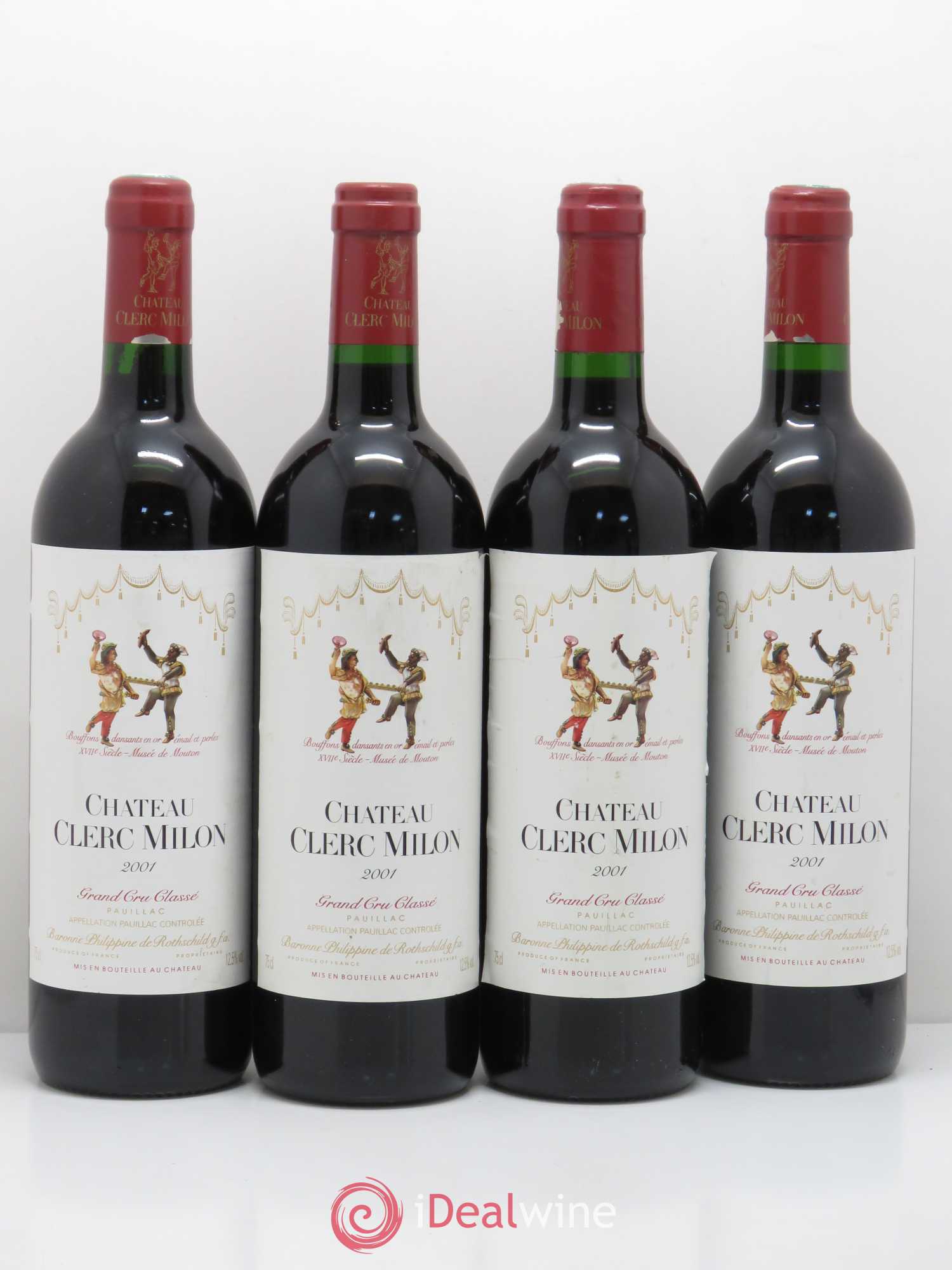 Château Clerc Milon 5ème Grand Cru Classé 2001 - Lot de 4 bouteilles - 0