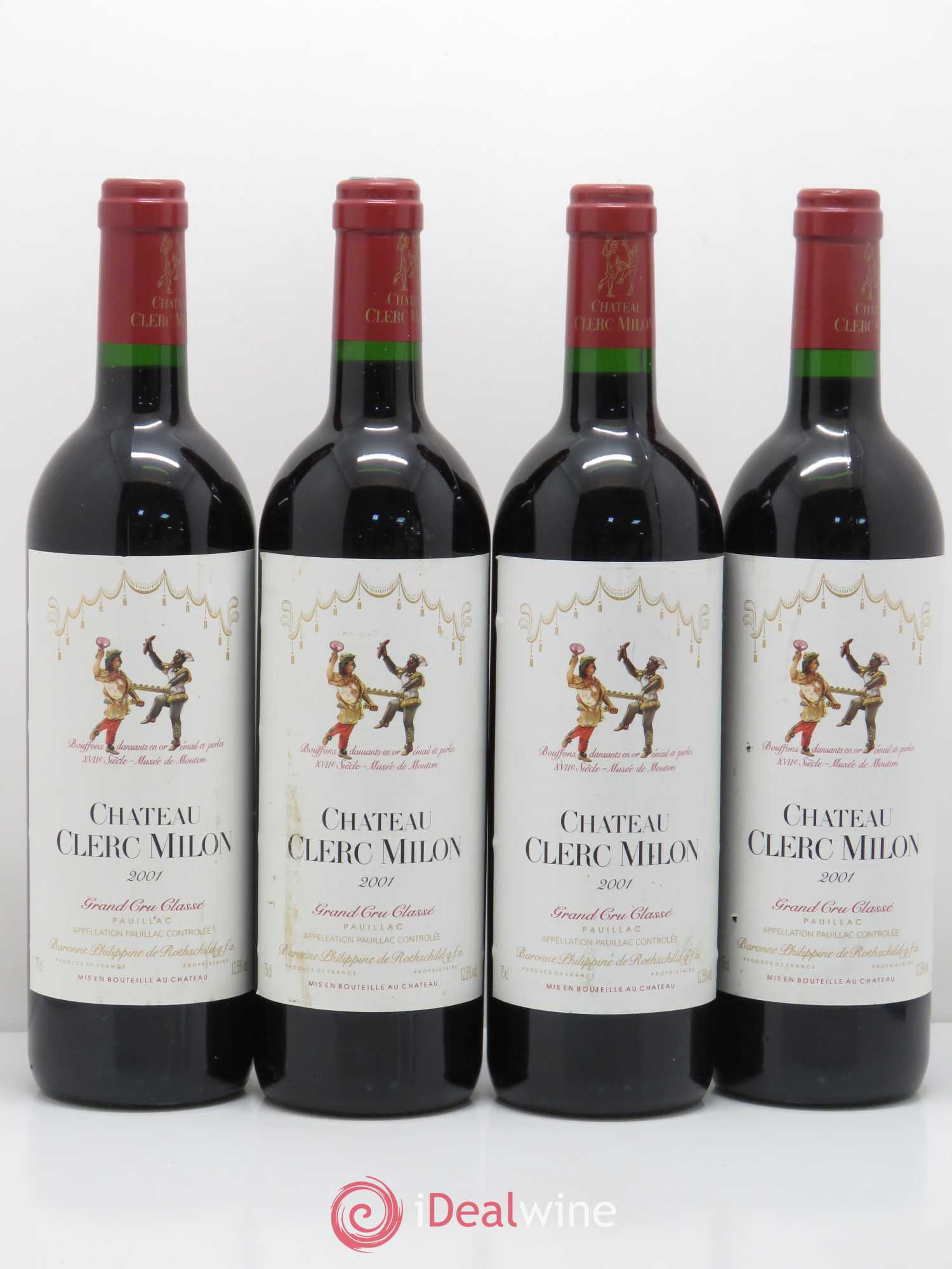 Château Clerc Milon 5ème Grand Cru Classé 2001 - Lot de 4 bouteilles - 0