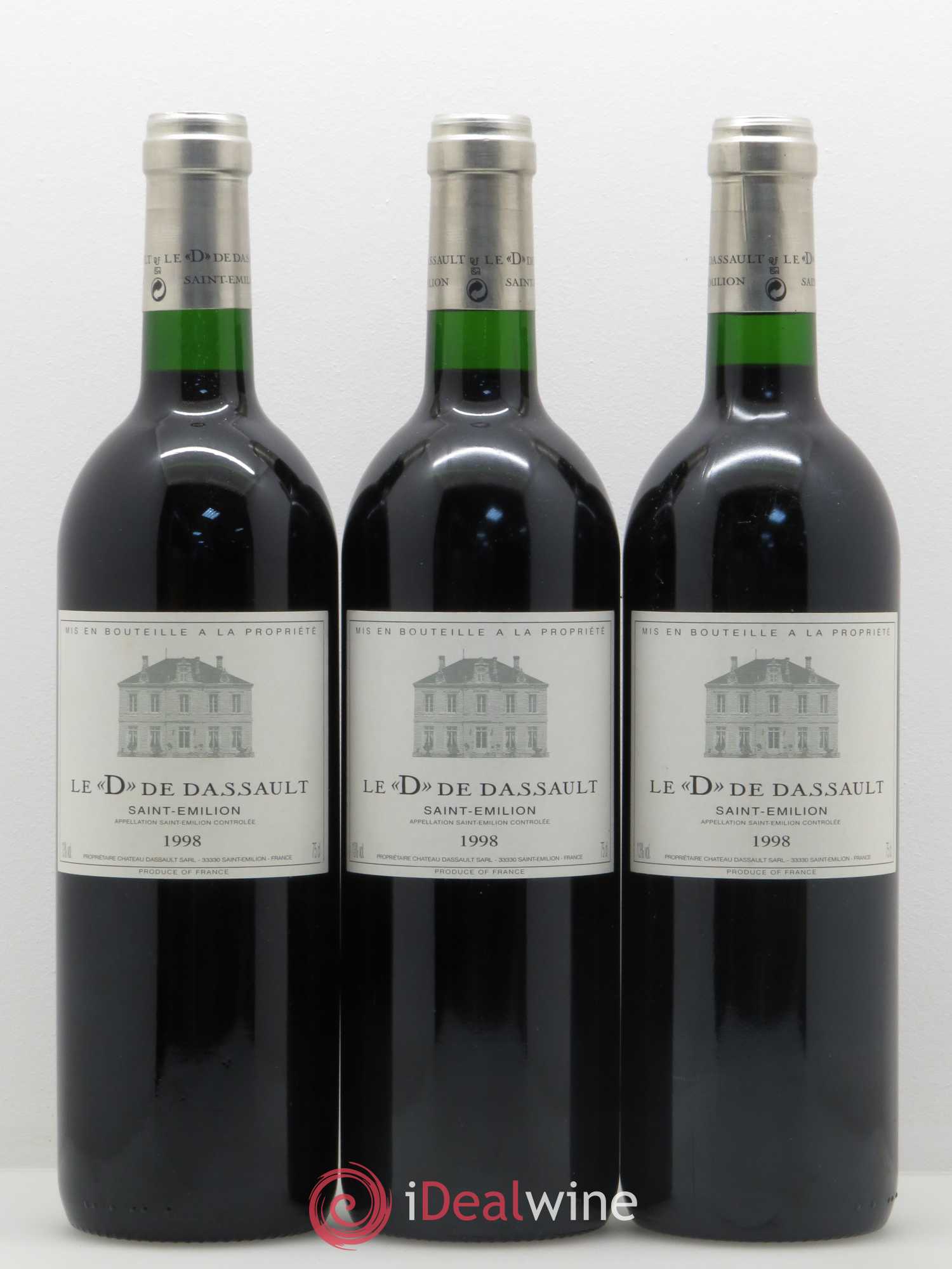 Saint-Émilion Le D du Château Dassault 1998 - Posten von 3 Flaschen - 0