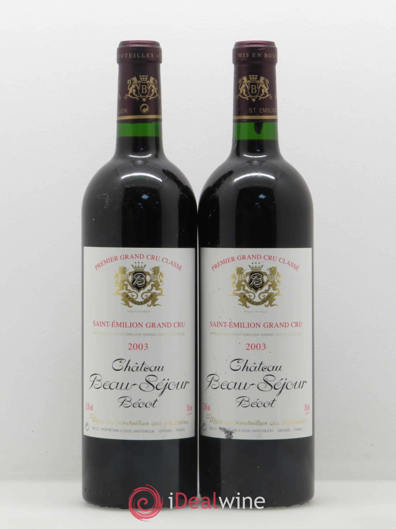 Château Beau-Séjour Bécot 1er Grand Cru Classé B 2003 - Lot de 2 bouteilles - 0