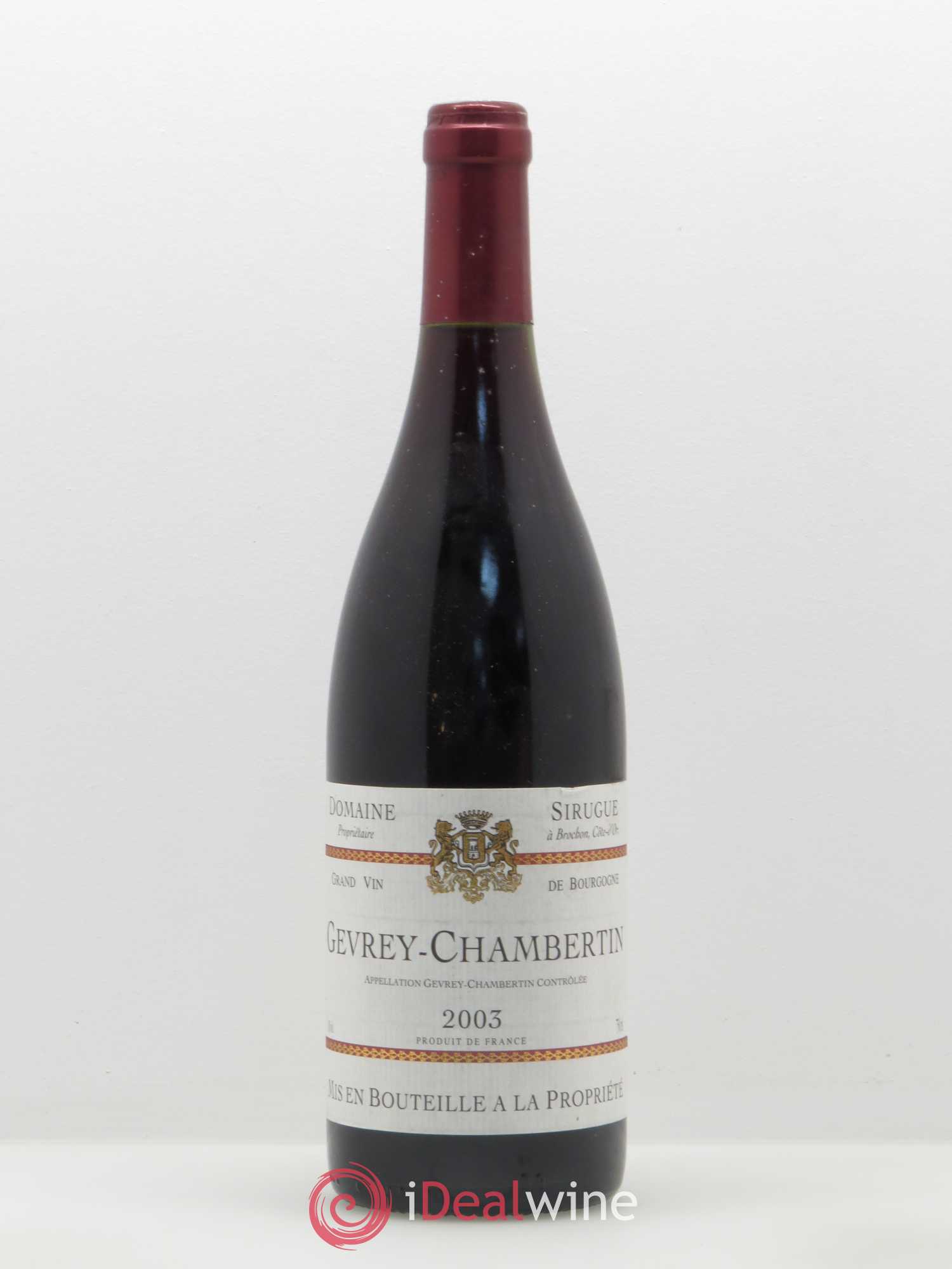 Gevrey-Chambertin Chateau de Sirugue 2003 - Posten von 1 Flasche - 0