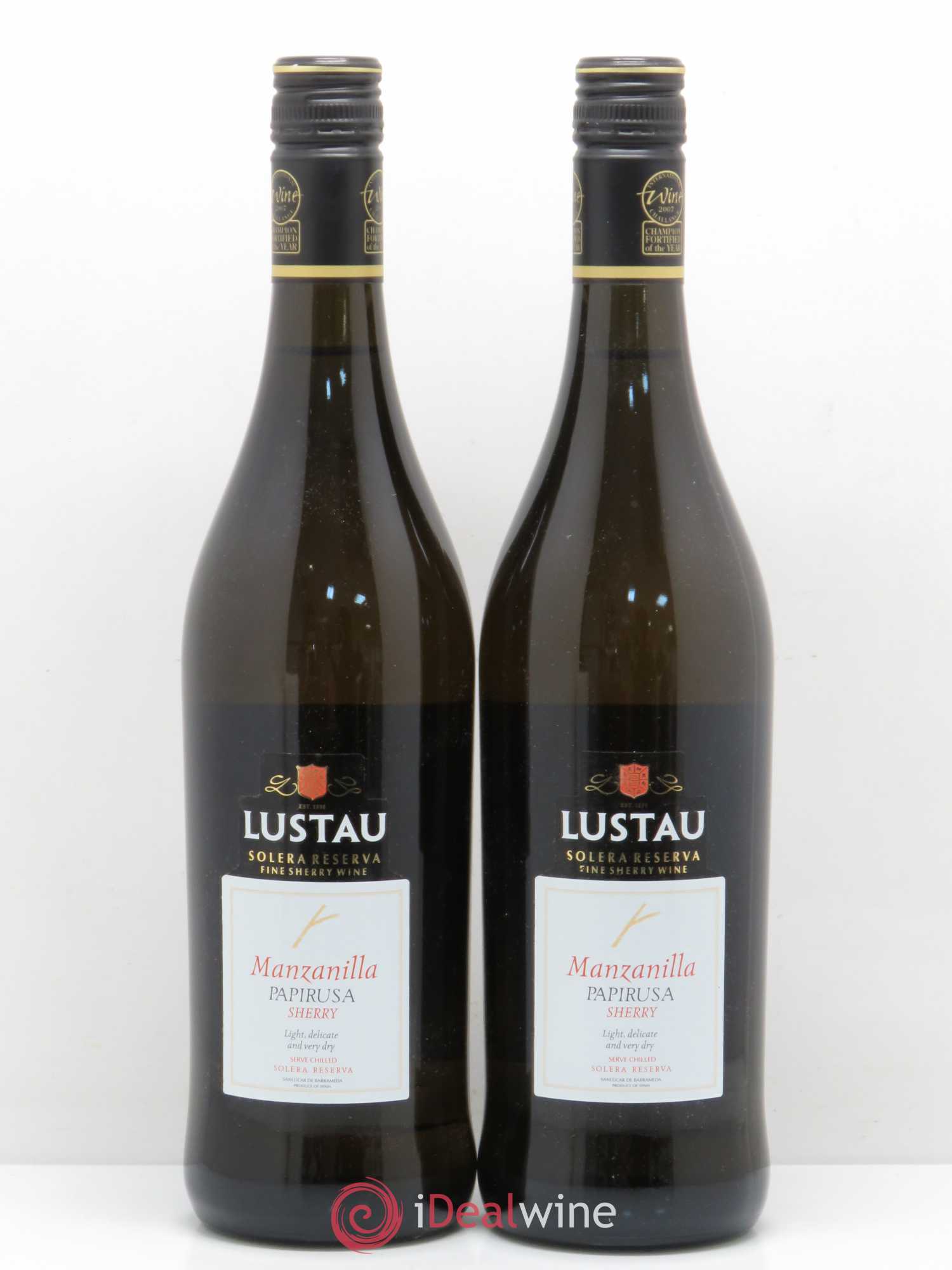 Espagne Lusteau Manzanilla Papirusa Sherry solera reserva (sans prix de réserve) - Posten von 2 Flaschen - 0