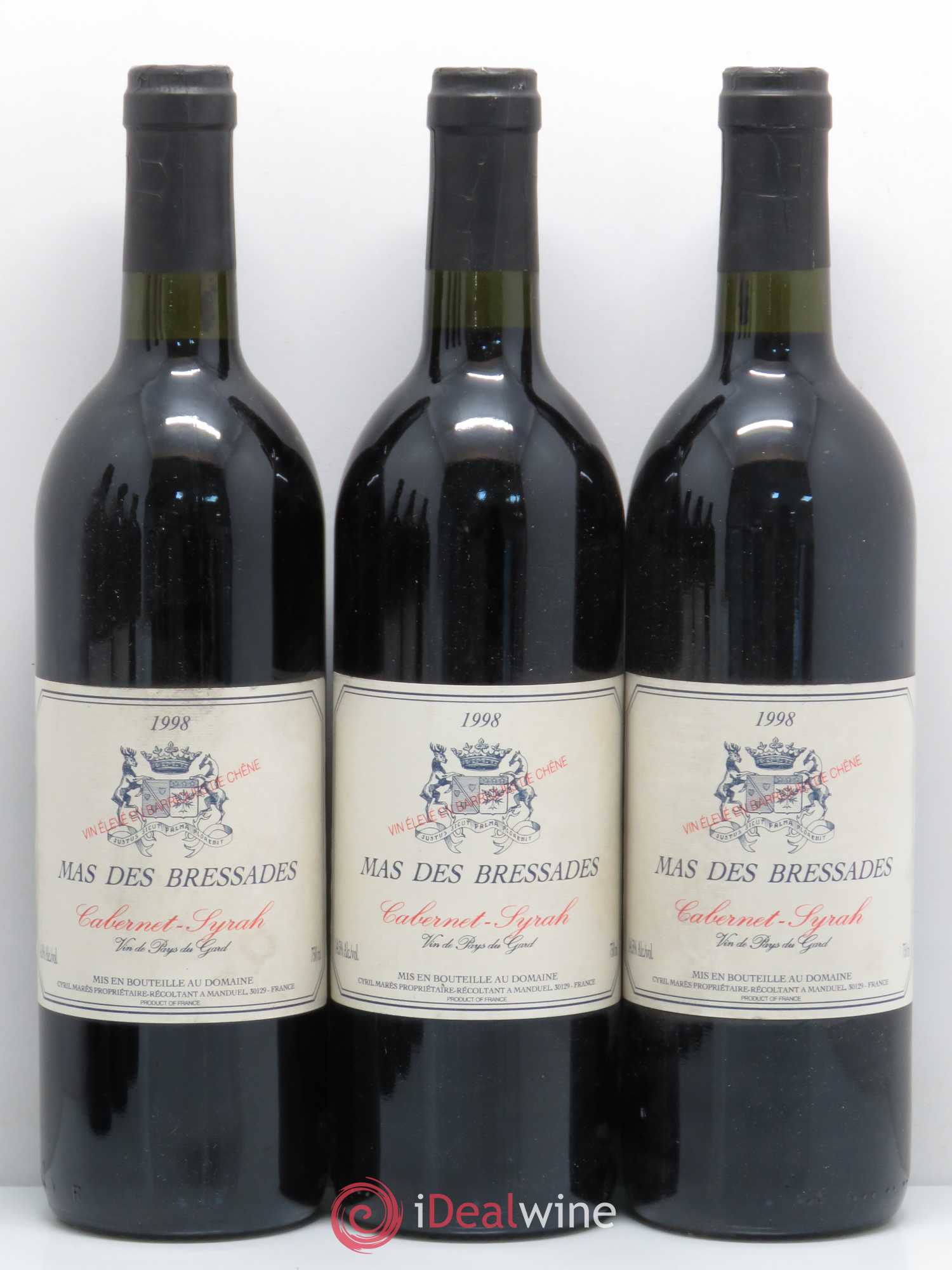 IGP Pays du Gard (Vin de Pays du Gard) Mas des Bressades (sans prix de réserve) 1998 - Lot de 6 bouteilles - 1