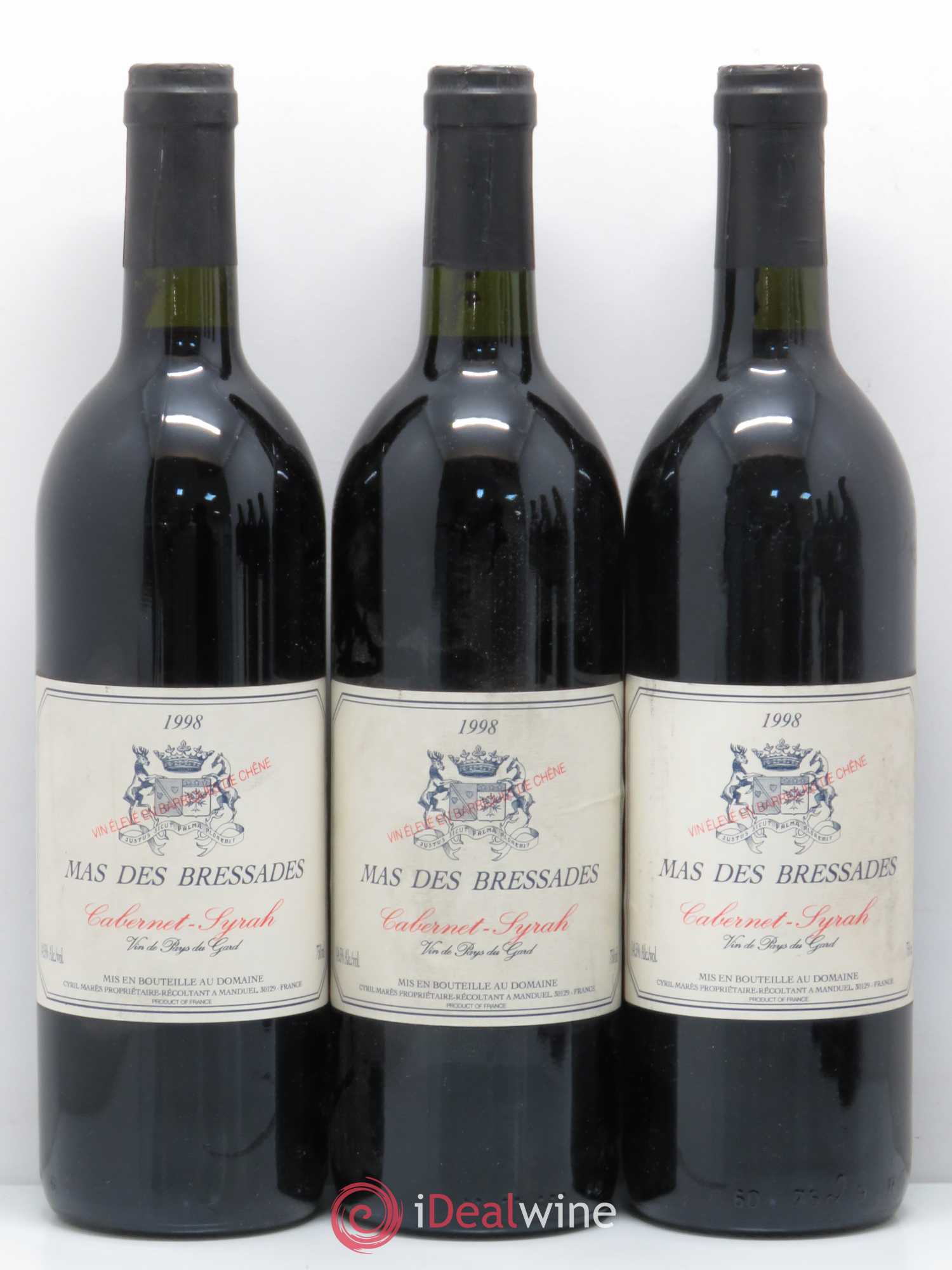 IGP Pays du Gard (Vin de Pays du Gard) Mas des Bressades (sans prix de réserve) 1998 - Lot de 6 bouteilles - 2