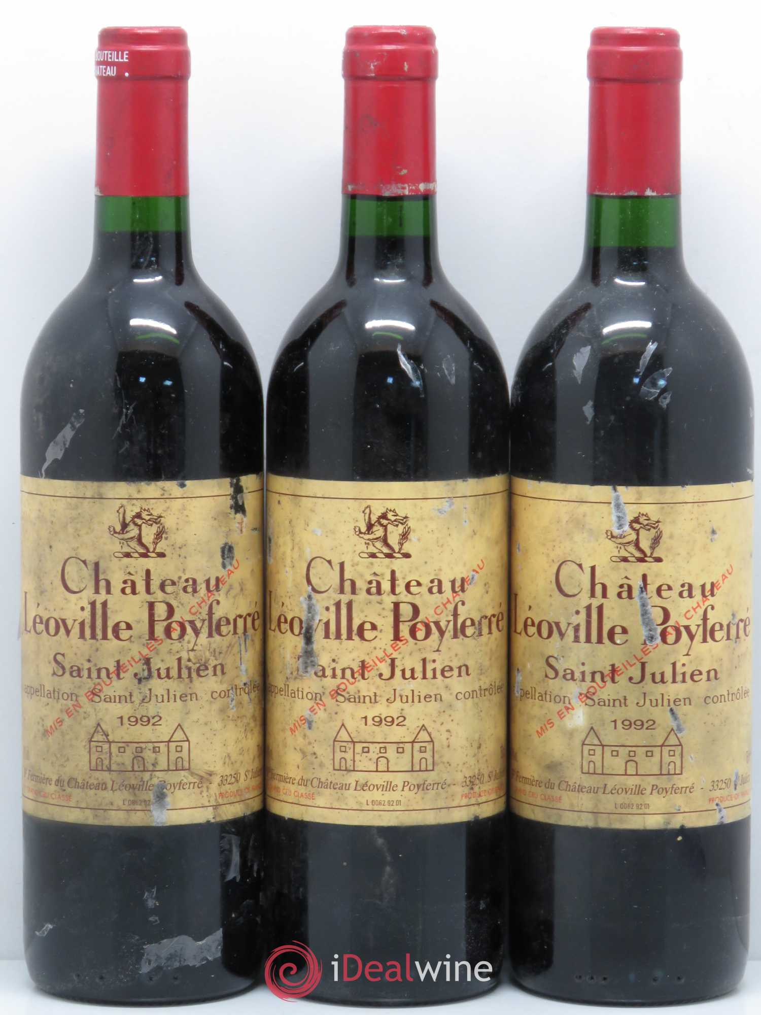 Château Léoville Poyferré 2ème Grand Cru Classé 1992 - Lot de 3 bouteilles - 0