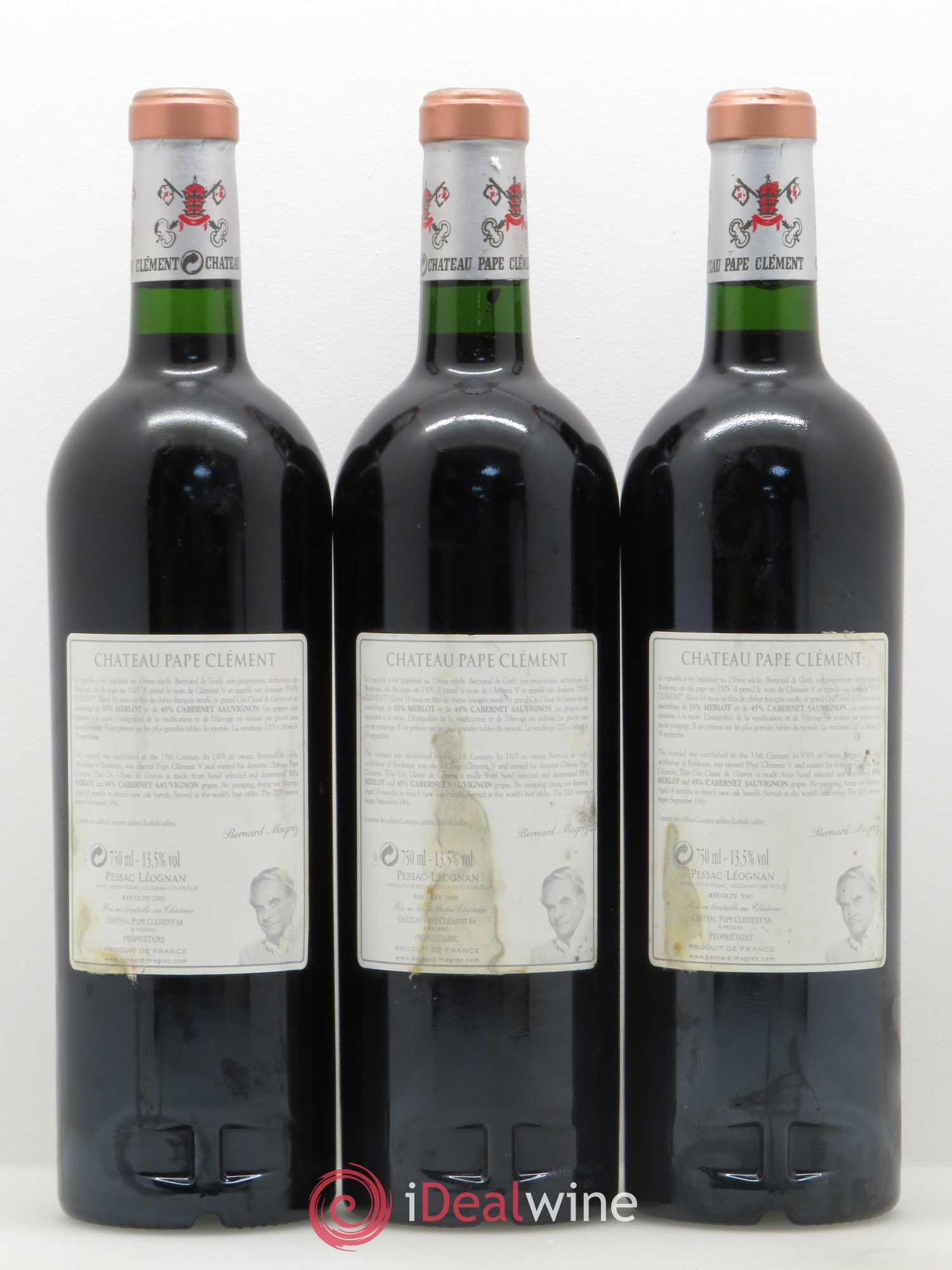 Château Pape Clément Cru Classé de Graves 2005 - Lot de 3 bouteilles - 1