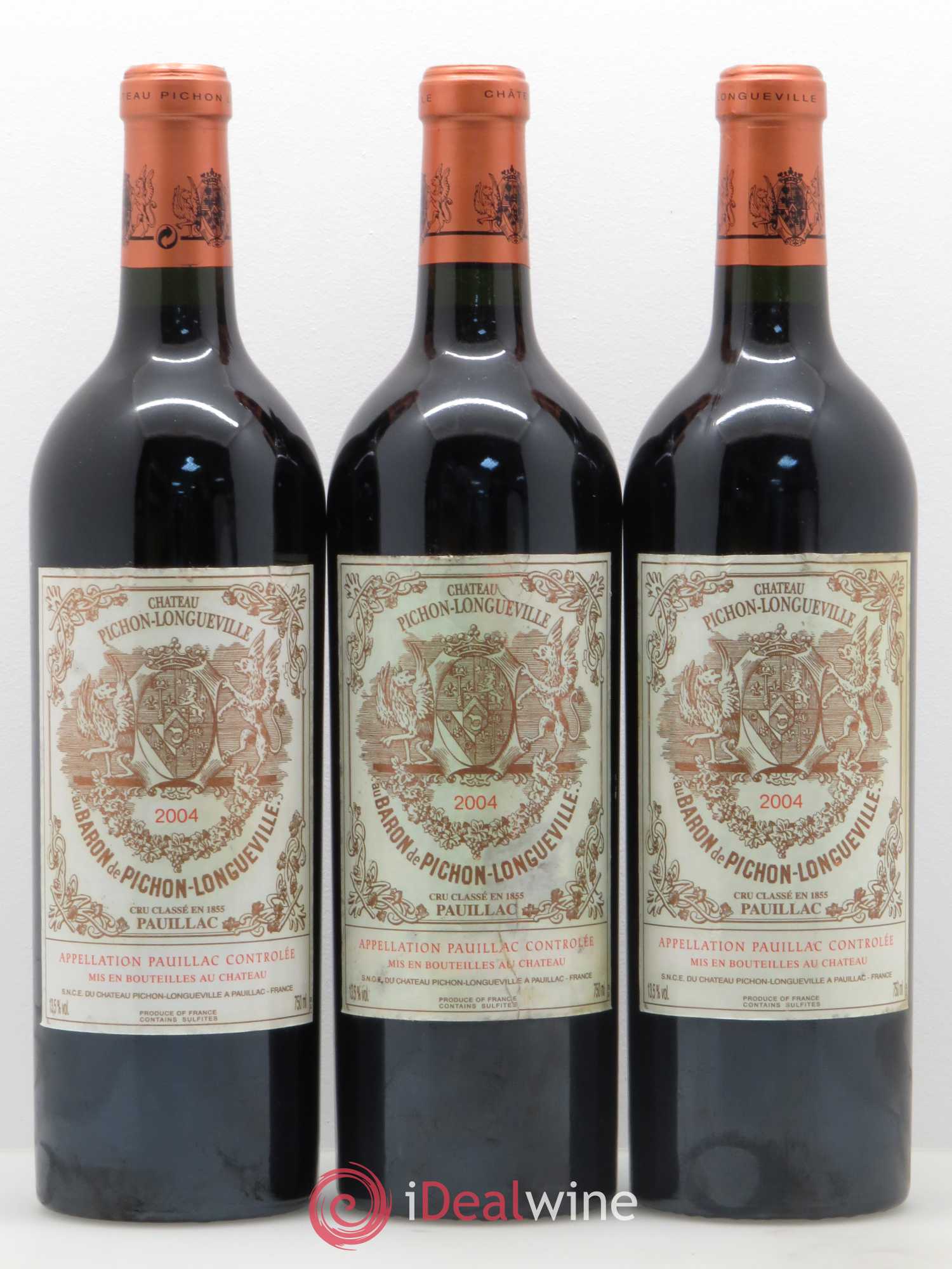 Pichon Longueville Baron 2ème Grand Cru Classé 2004 - Lot de 3 bouteilles - 0