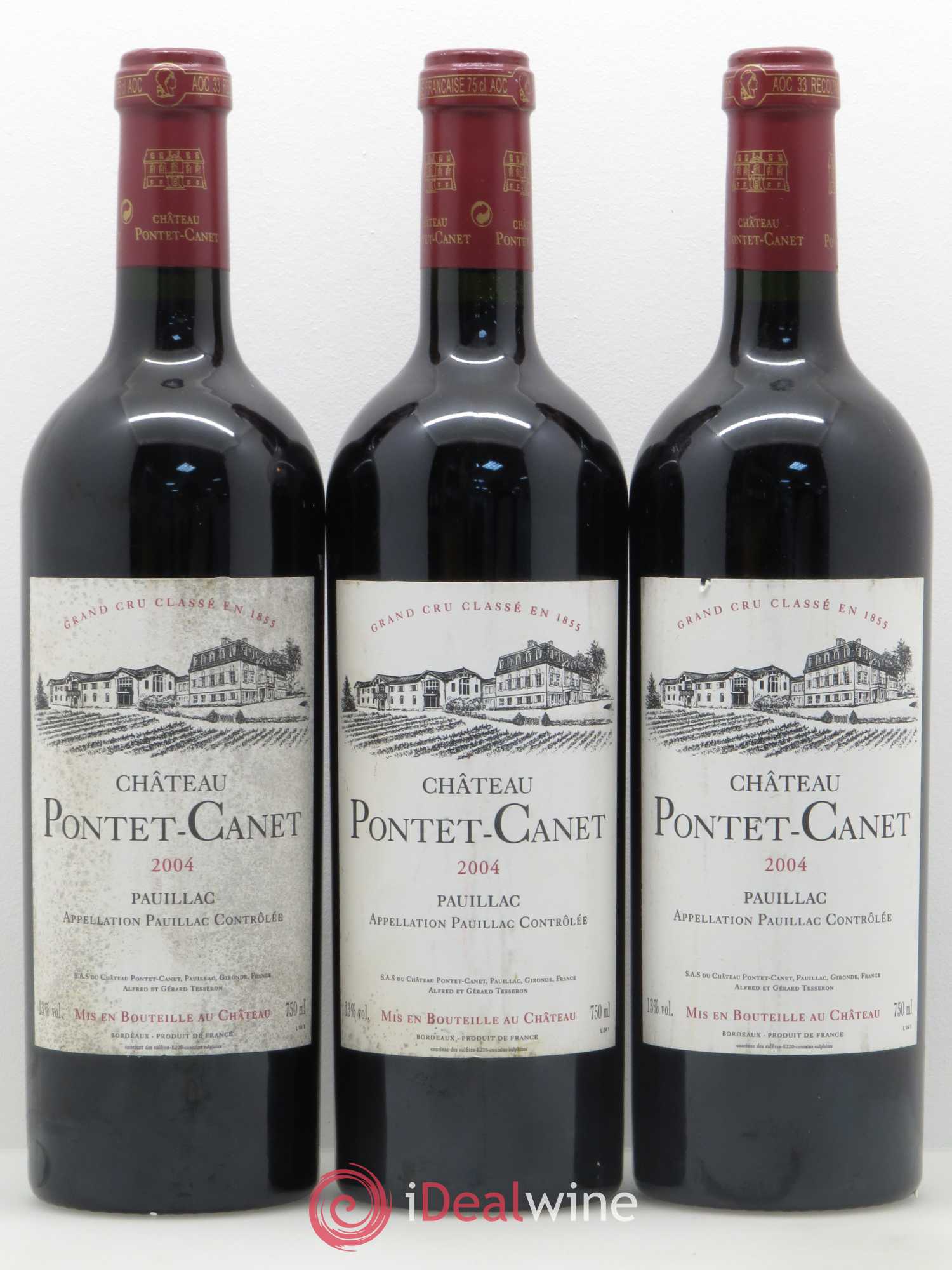 Château Pontet Canet 5ème Grand Cru Classé 2004 - Lot de 3 bouteilles - 0