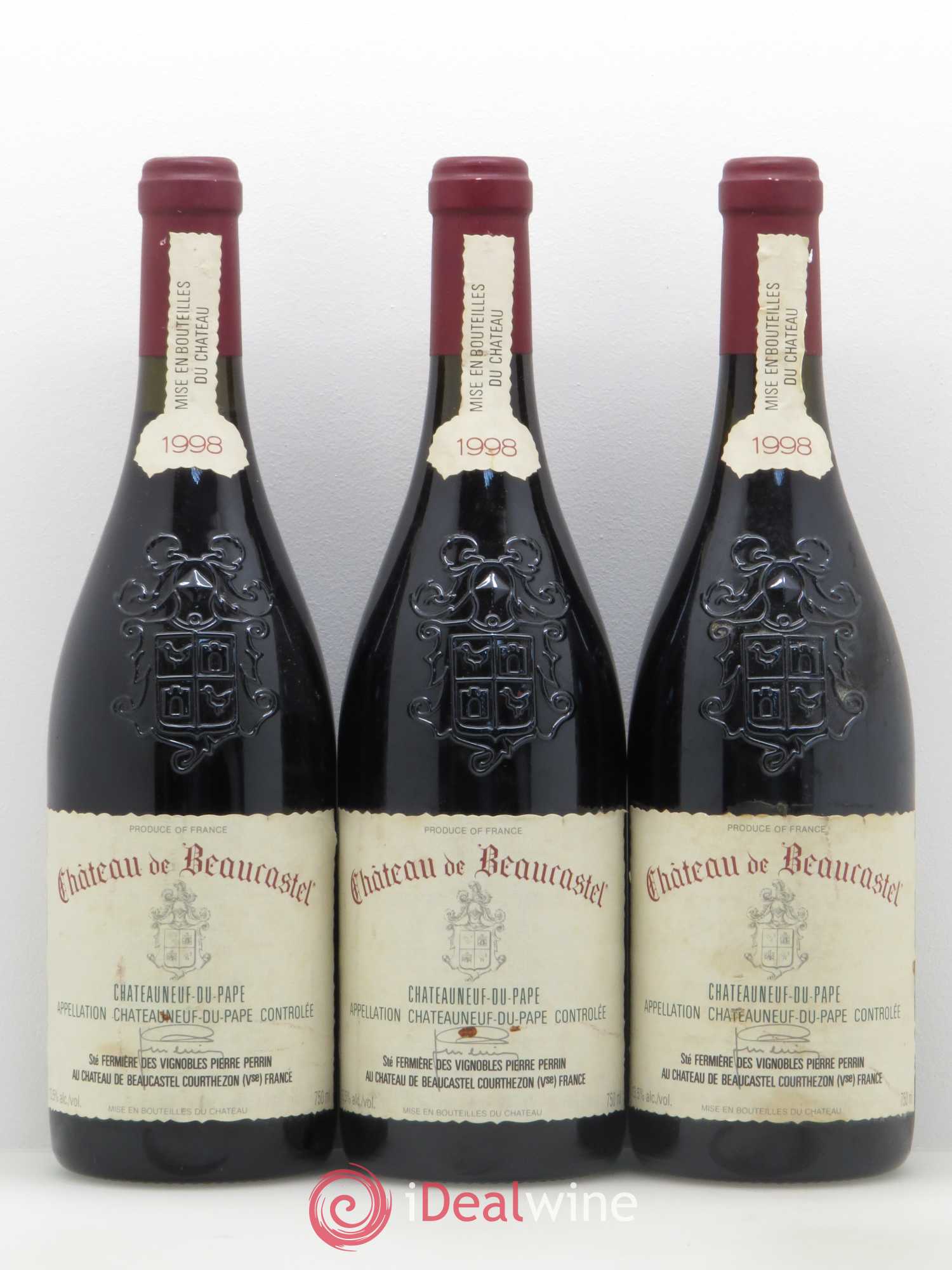 Châteauneuf-du-Pape Château de Beaucastel Famille Perrin 1998 - Lot de 3 bouteilles - 0