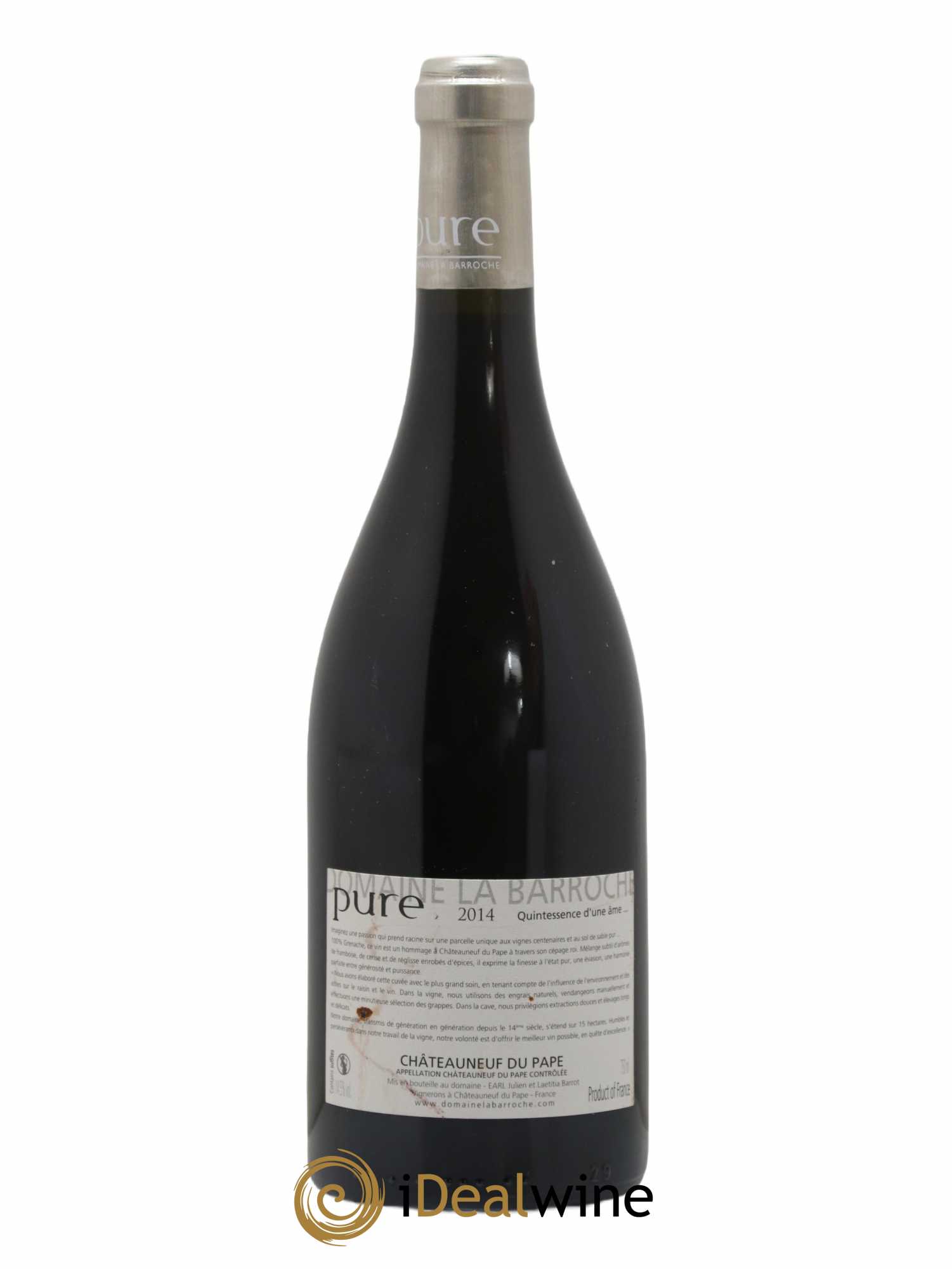Châteauneuf-du-Pape Cuvée Pure Domaine La Barroche 2014 - Lot de 1 bouteille - 1