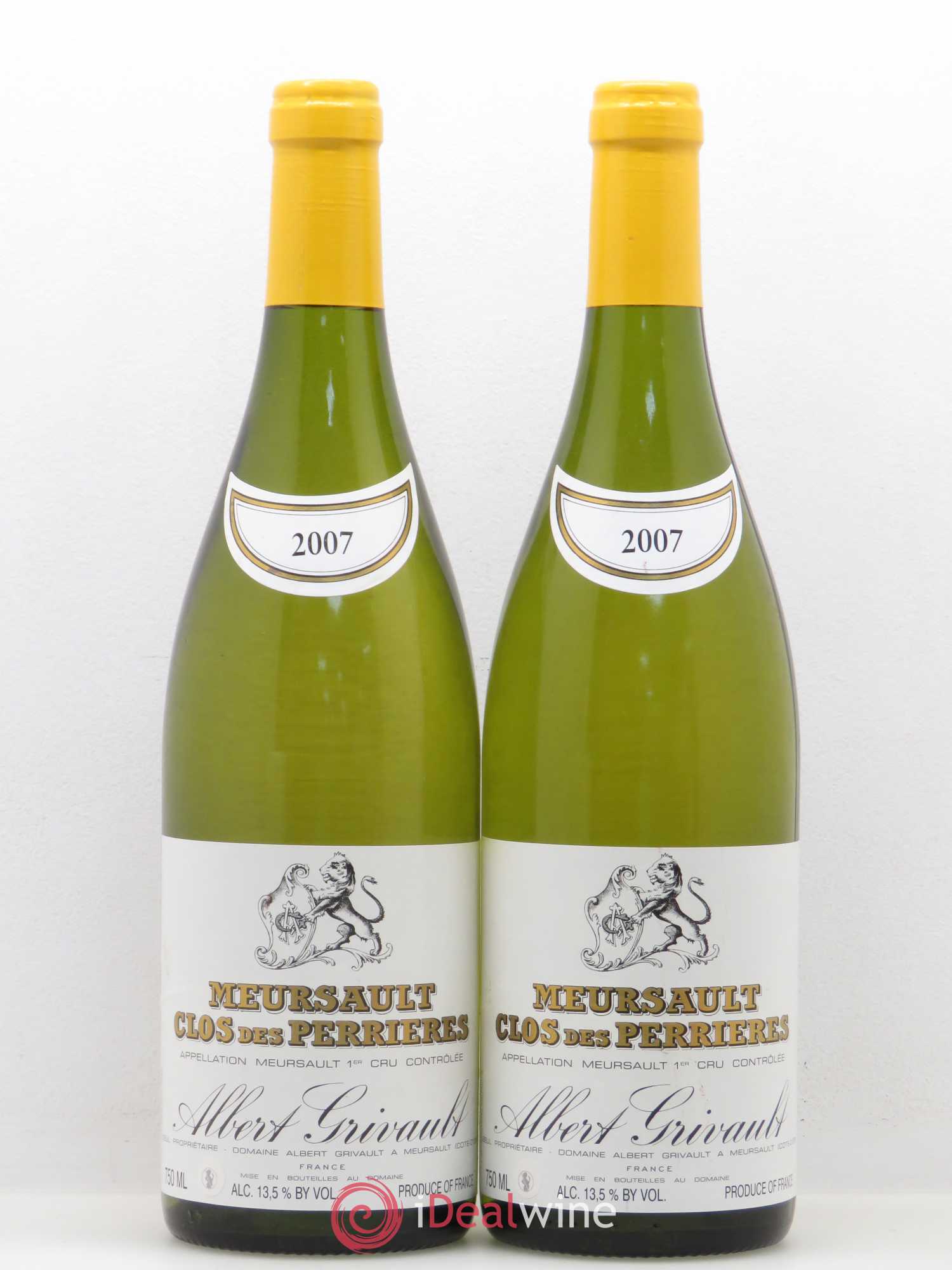 Meursault 1er Cru Clos des Perrières Monopole Albert Grivault 2007 - Lot de 2 bouteilles - 0