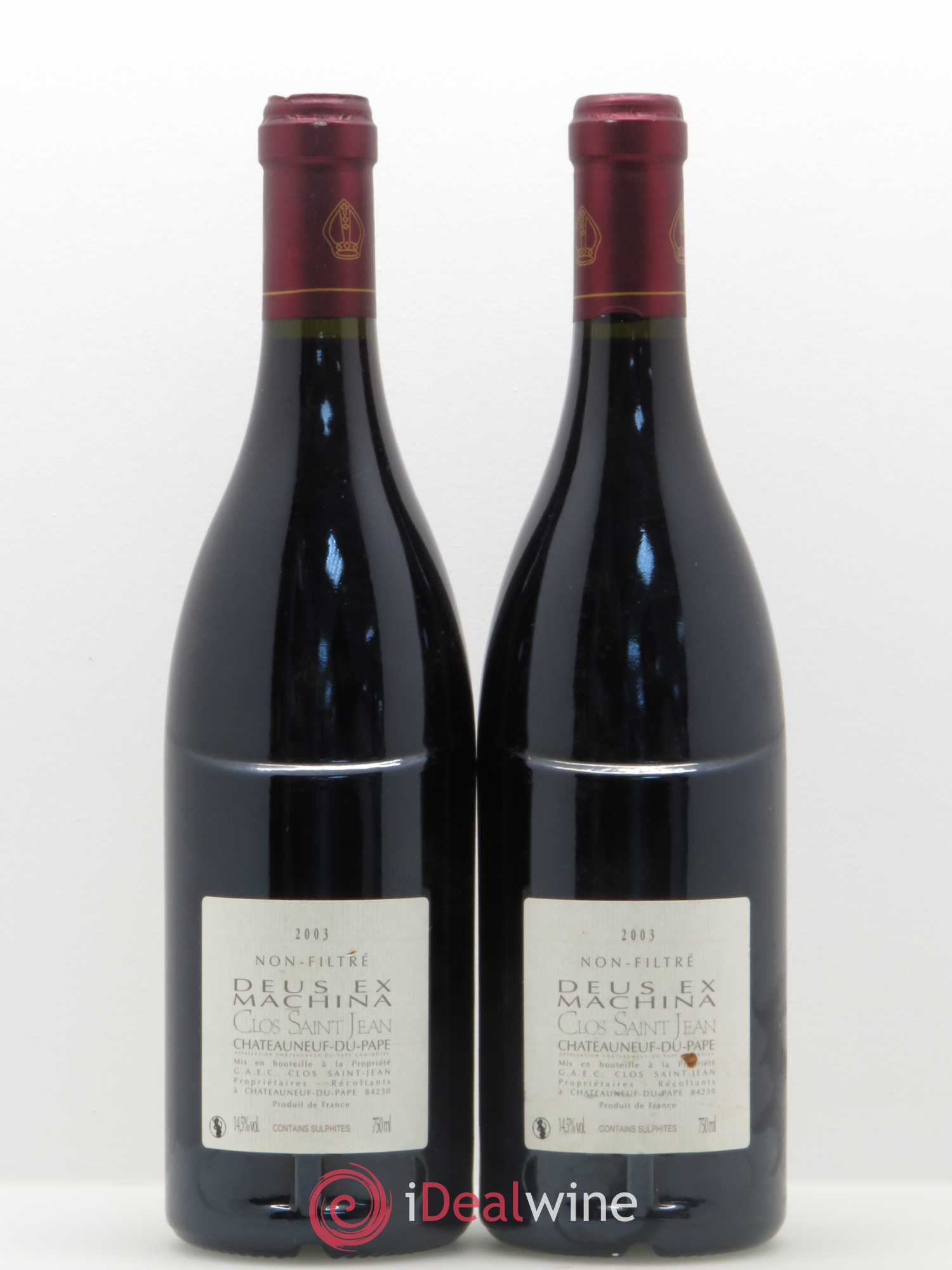 Châteauneuf-du-Pape Clos Saint-Jean Deus Ex Machina Pascal et Vincent Maurel 2003 - Lot de 2 bouteilles - 1