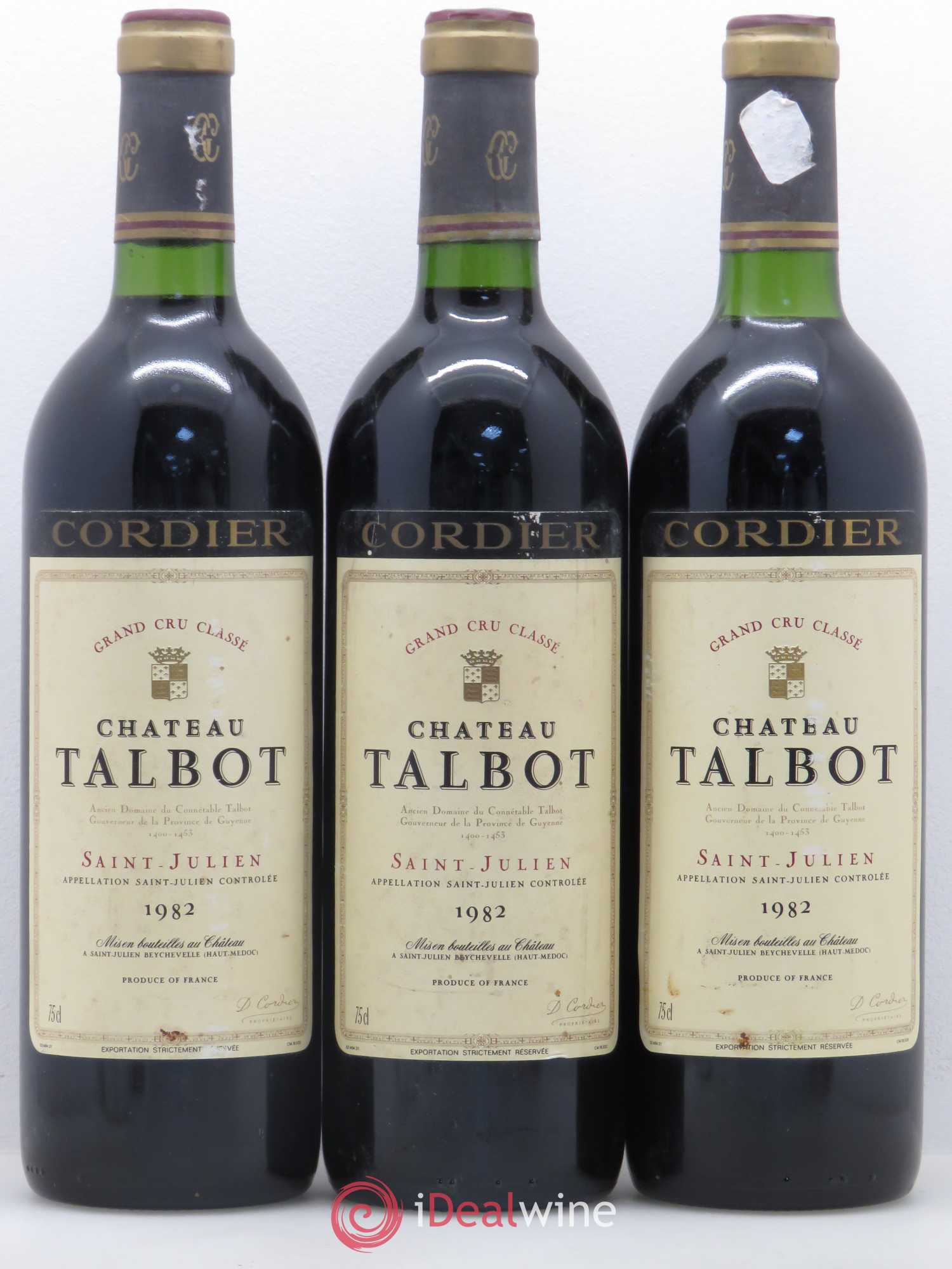 Château Talbot 4ème Grand Cru Classé 1982 - Lot de 3 bouteilles - 0