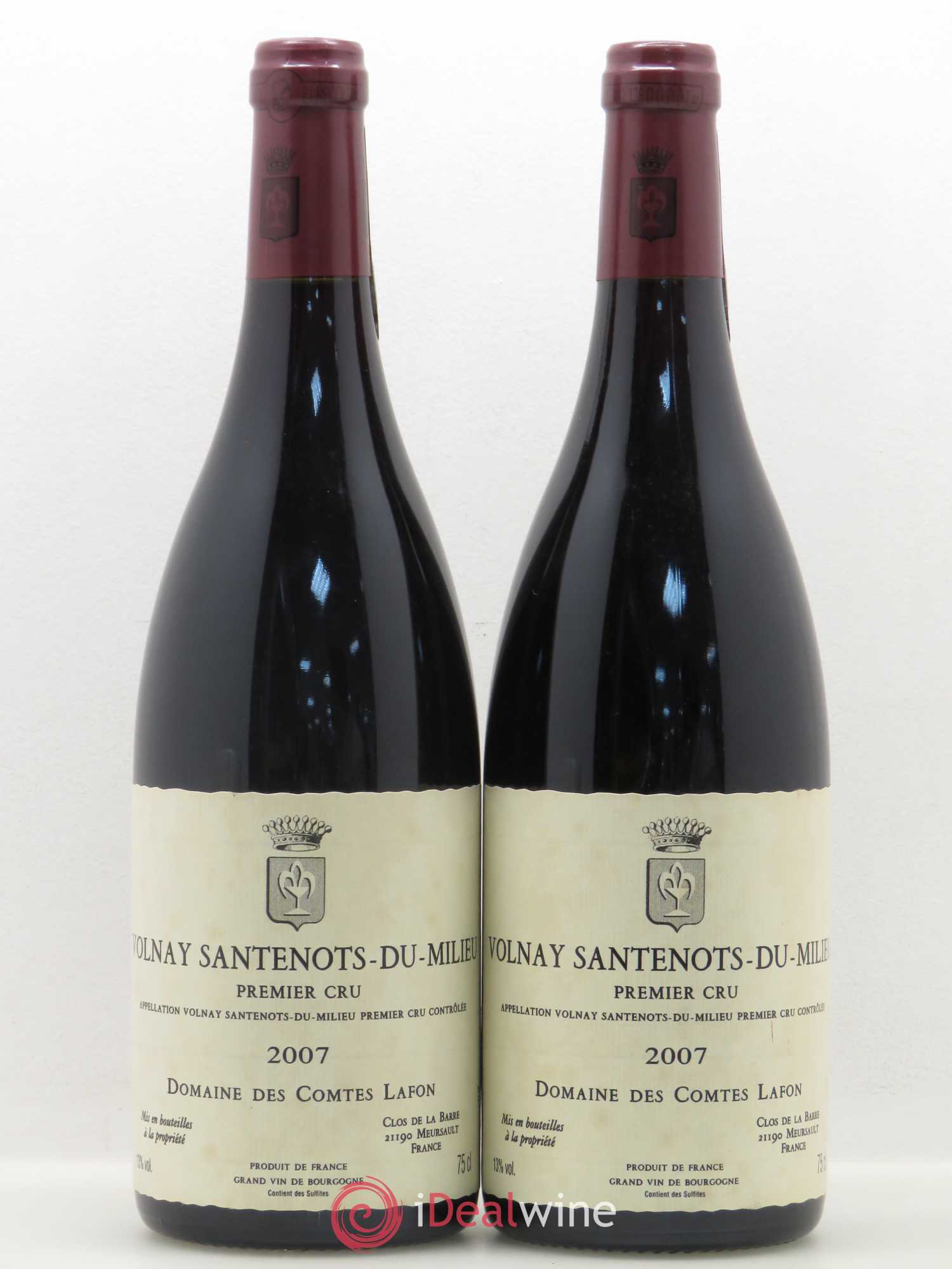 Volnay 1er Cru Santenots du Milieu Comtes Lafon (Domaine des) 2007 - Lot de 2 bouteilles - 0