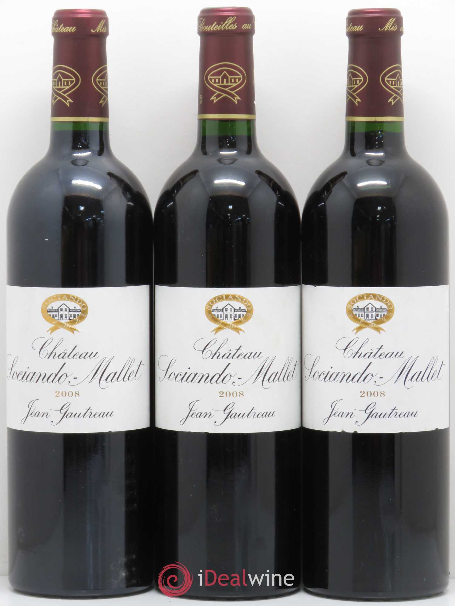 Château Sociando Mallet 2008 - Lot de 3 bouteilles - 0