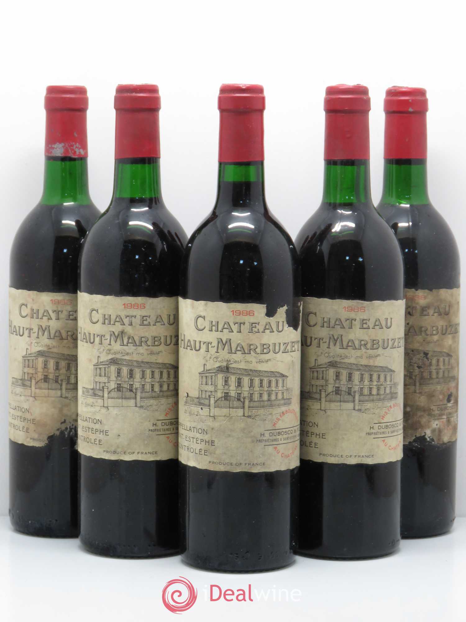 Château Haut Marbuzet 1986 - Lot de 5 bouteilles - 0