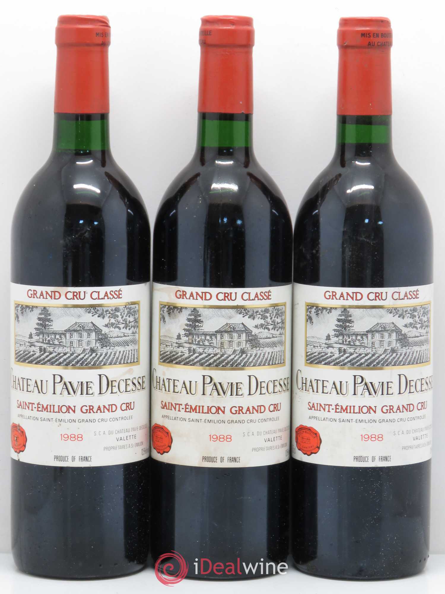 Château Pavie Decesse Grand Cru Classé 1988 - Lot de 3 bouteilles - 0