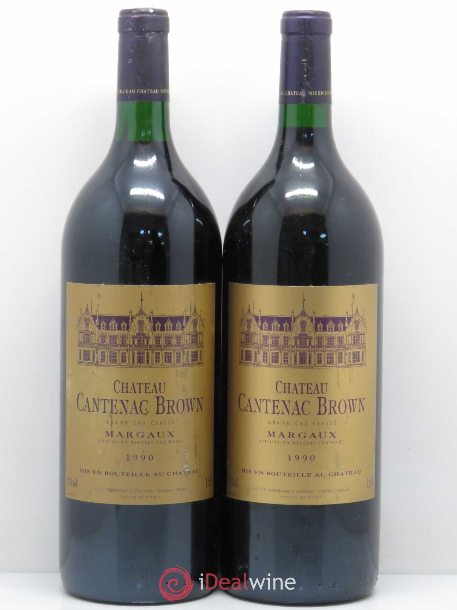 Château Cantenac Brown 3ème Grand Cru Classé 1990 - Lot de 2 magnums - 0