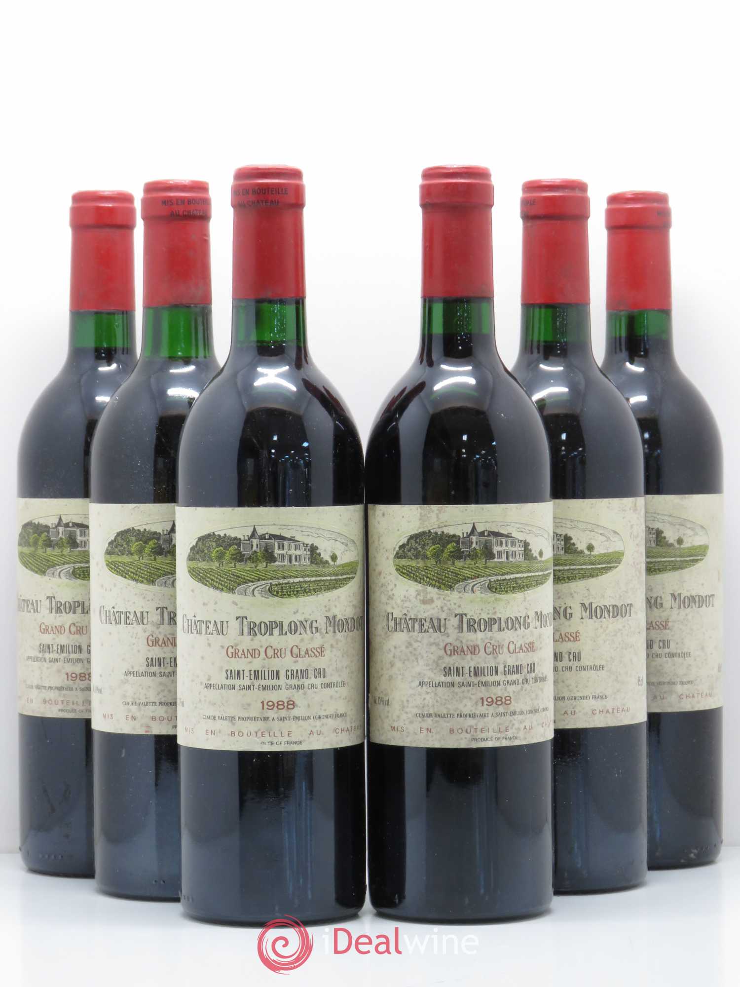 Château Troplong Mondot 1er Grand Cru Classé B 1988 - Lot de 6 bouteilles - 0