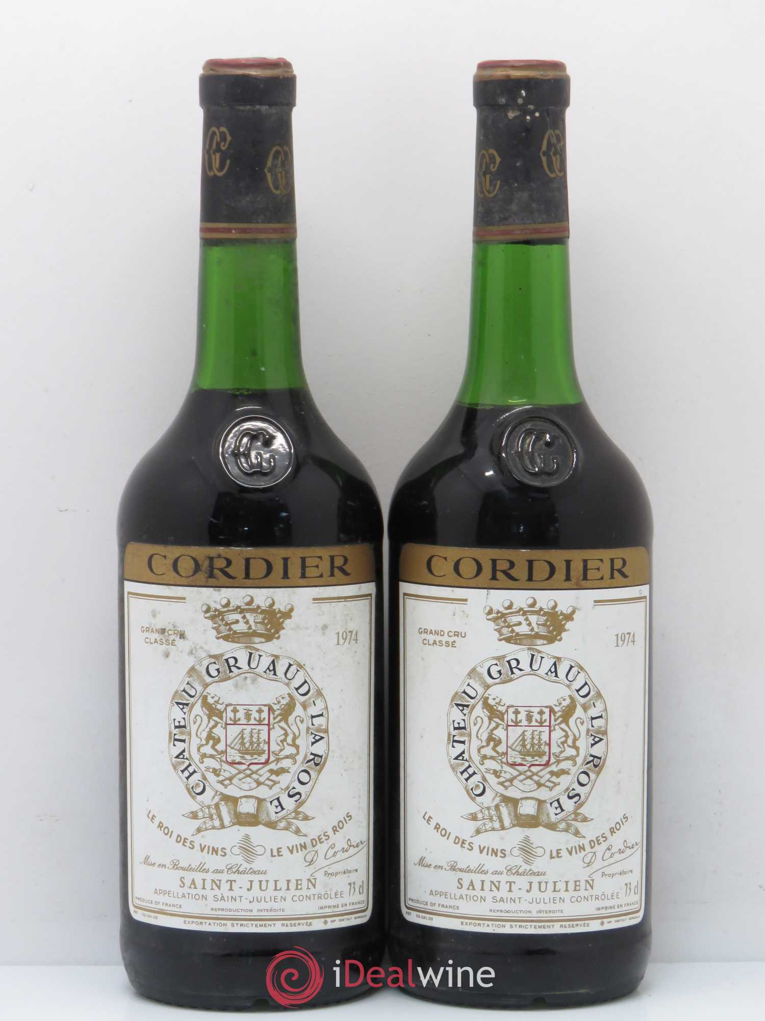 Château Gruaud Larose 2ème Grand Cru Classé 1974 - Lot de 2 bouteilles - 0
