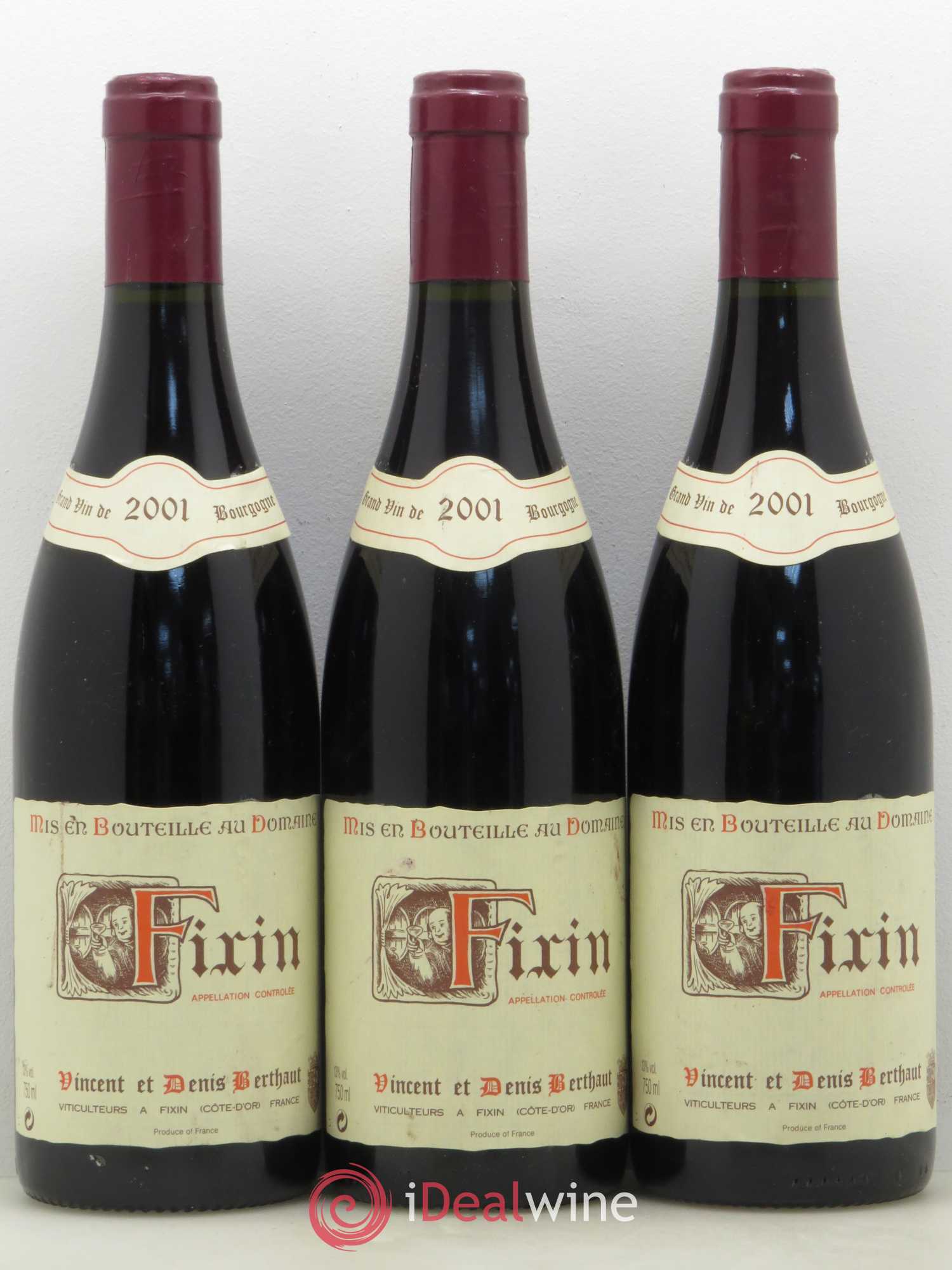 Fixin Vincent et Denis Berthaut 2001 - Posten von 3 Flaschen - 0