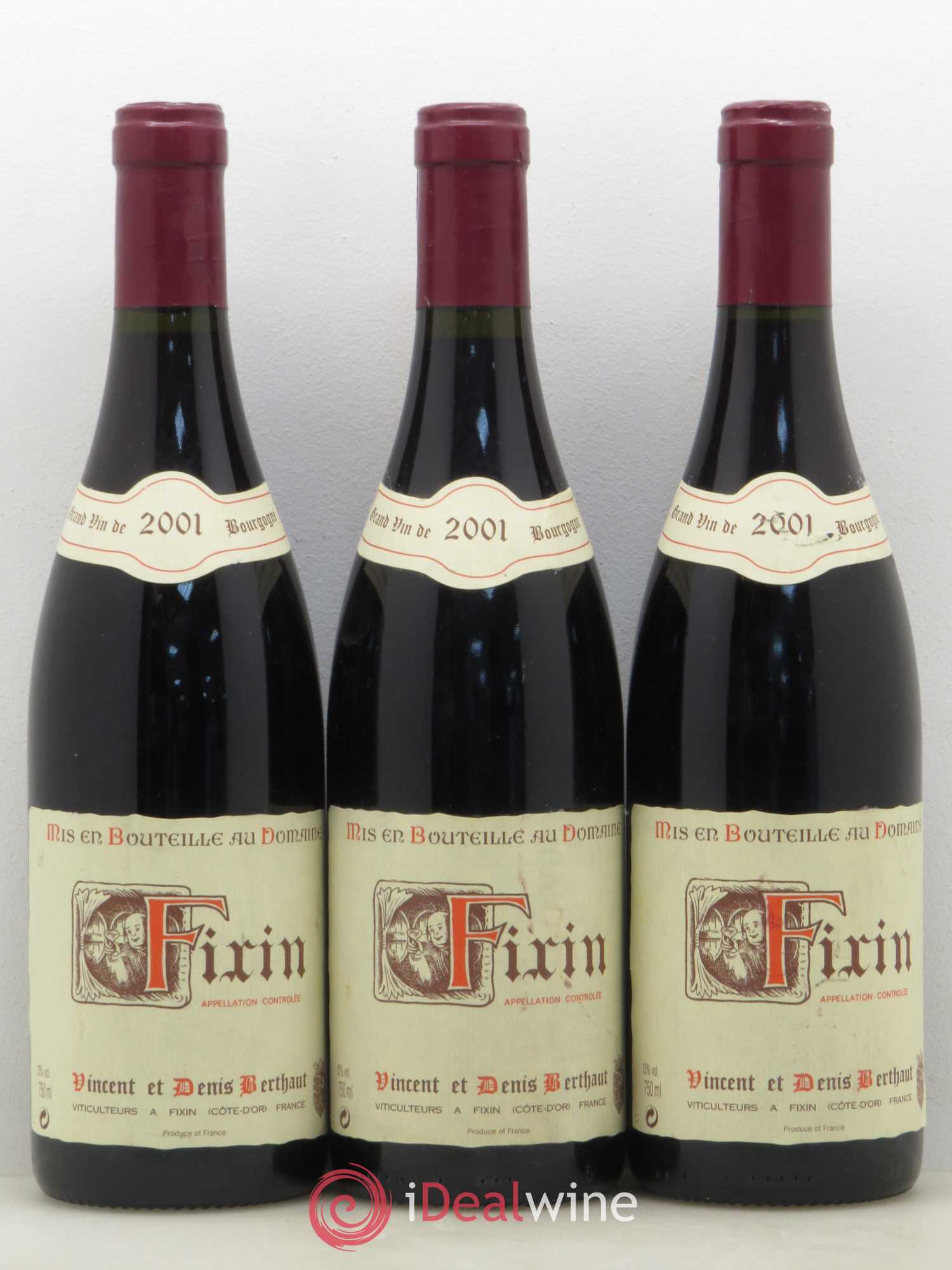 Fixin Vincent et Denis Berthaut 2001 - Posten von 3 Flaschen - 0