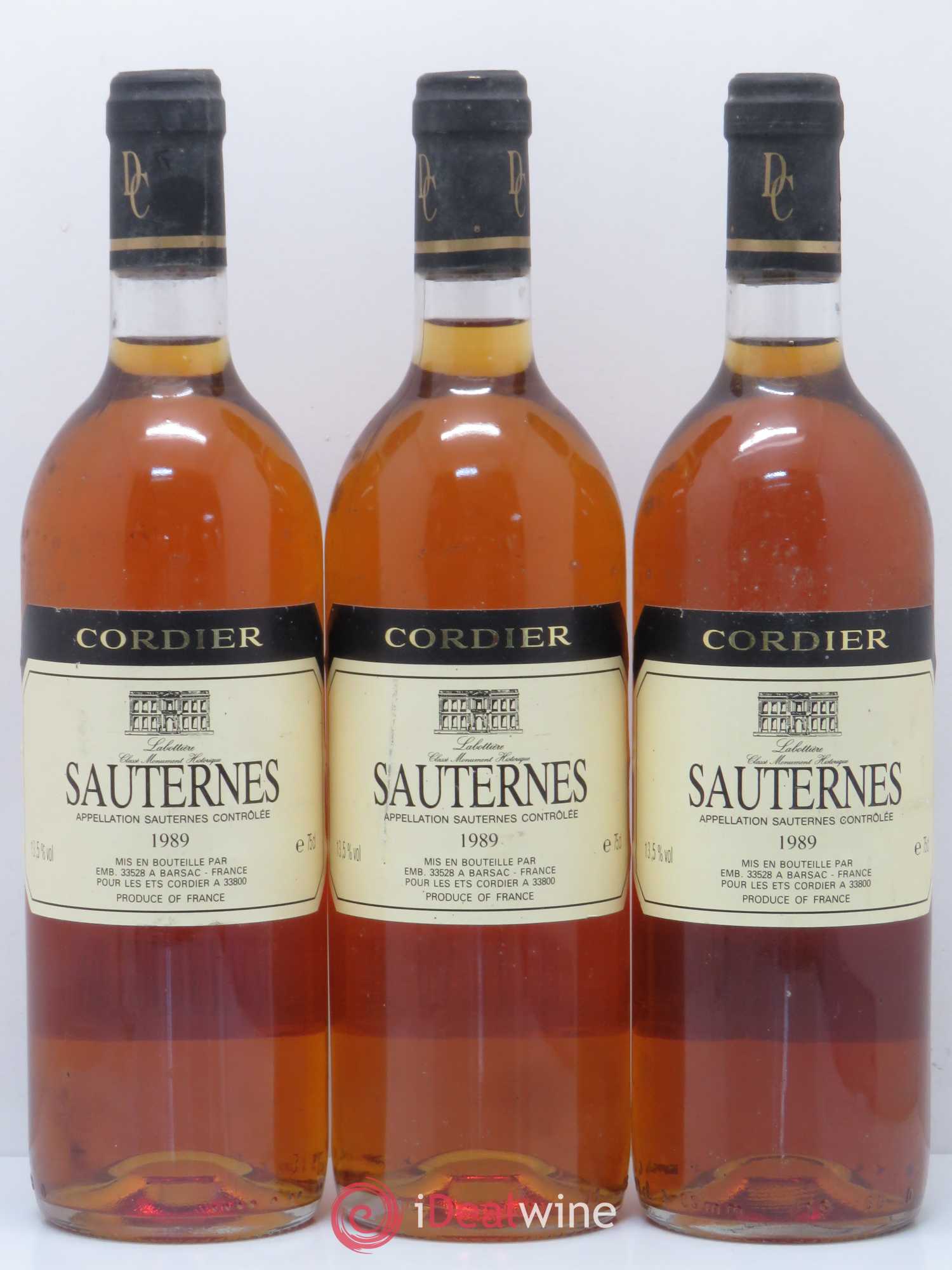 Sauternes Cordier 1989 - Lotto di 3 bottiglie - 0