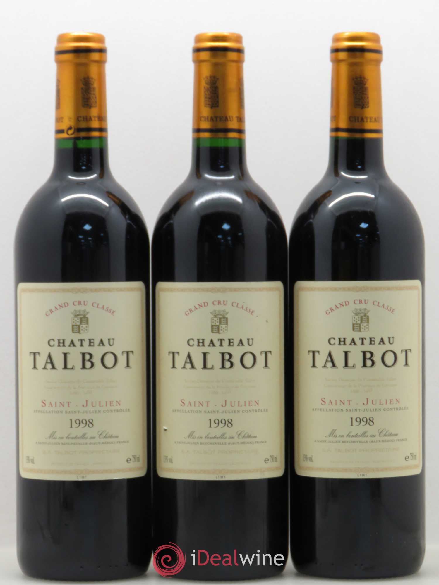 Château Talbot 4ème Grand Cru Classé 1998 - Lot de 3 bouteilles - 0
