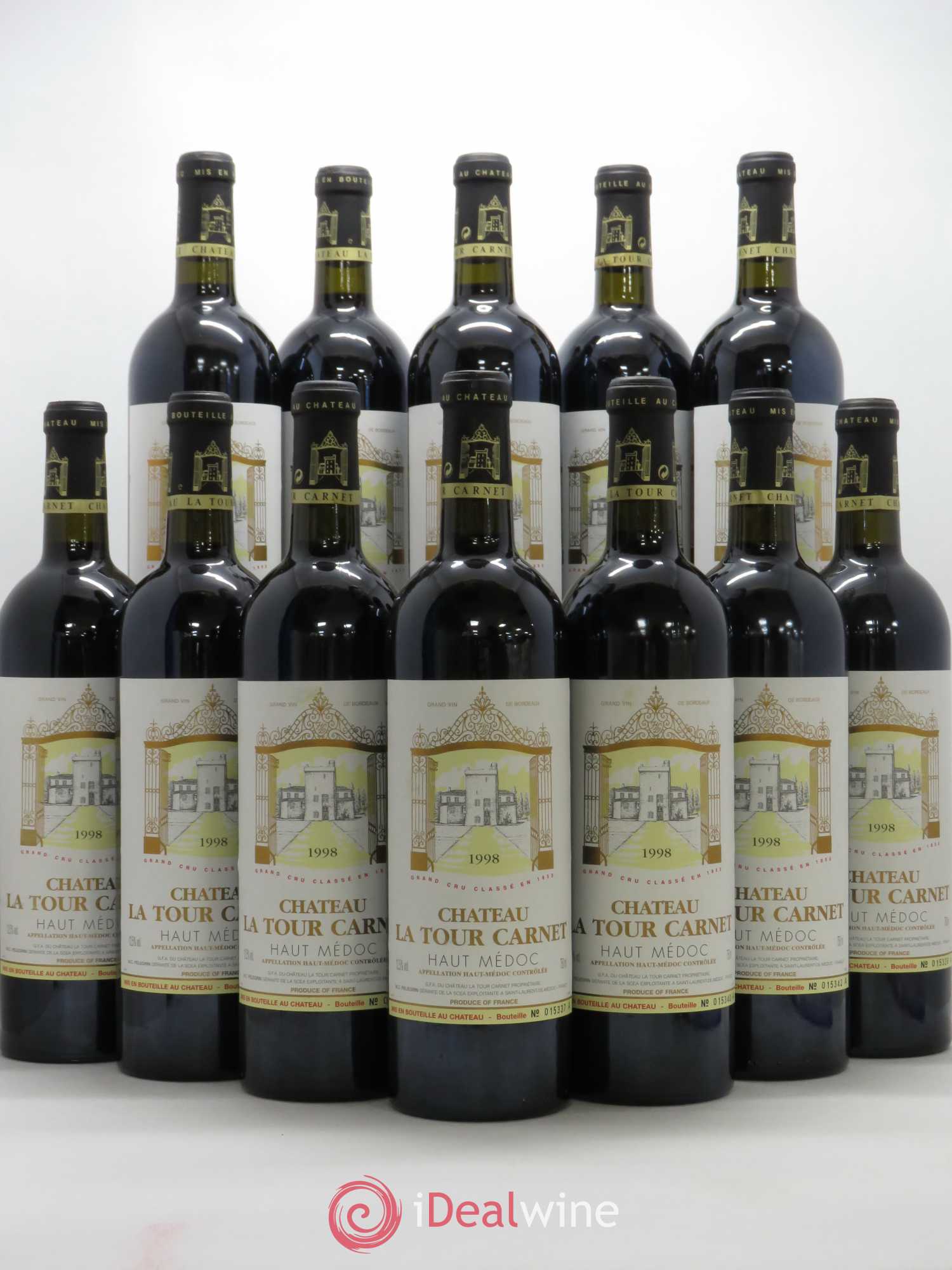 Château la Tour Carnet 4ème Grand Cru Classé 1998 - Lot de 12 bouteilles - 0