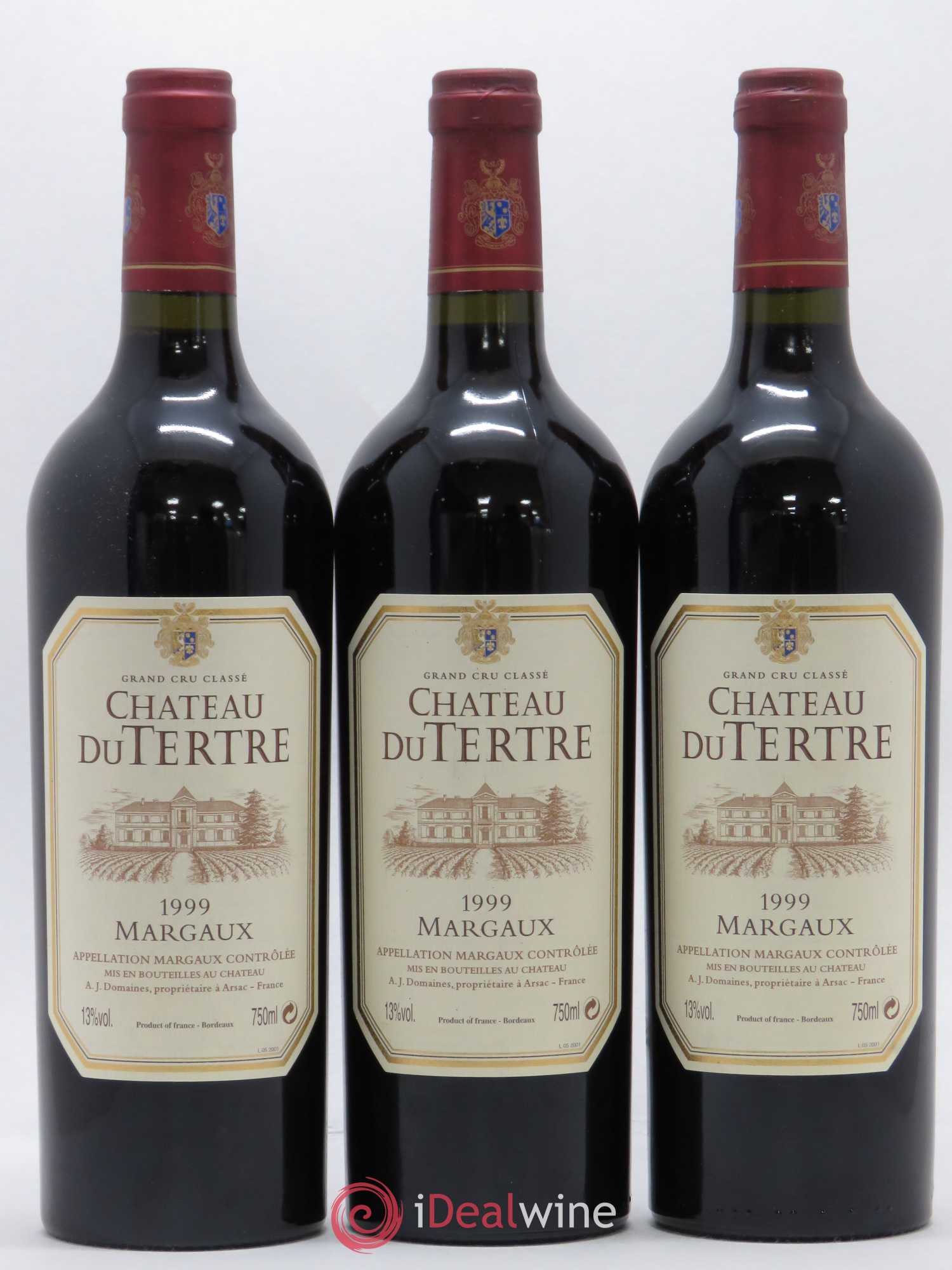 Château du Tertre 5ème Grand Cru Classé 1999 - Lot de 3 bouteilles - 0
