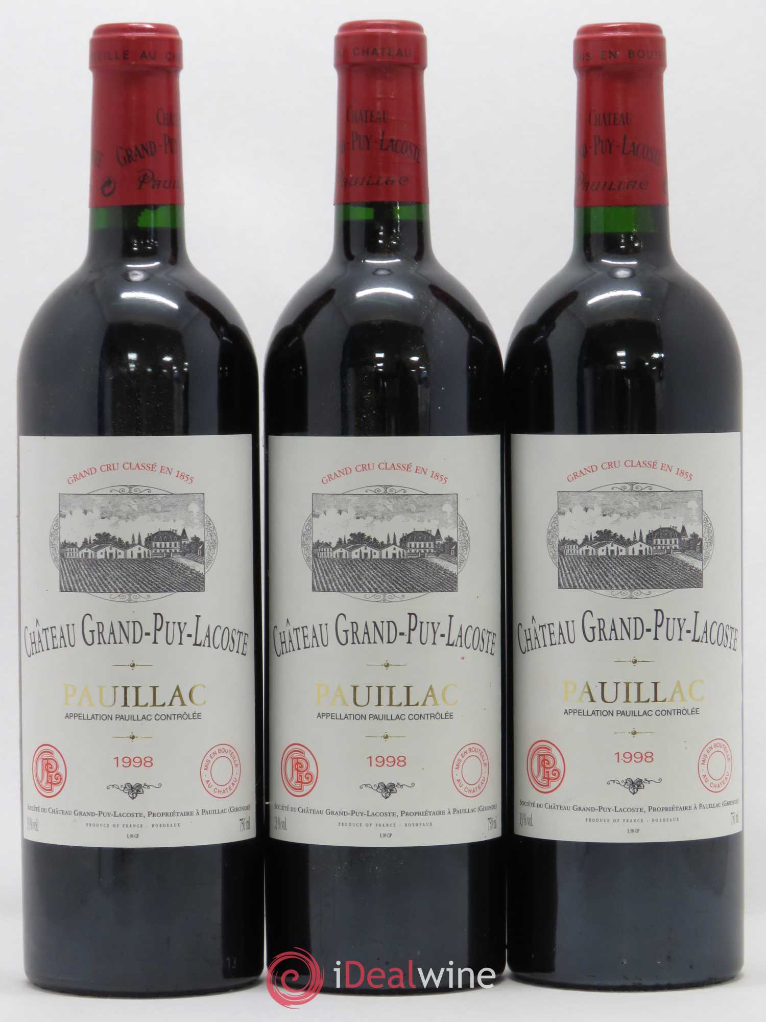 Château Grand Puy Lacoste 5ème Grand Cru Classé 1998 - Lot de 3 bouteilles - 0