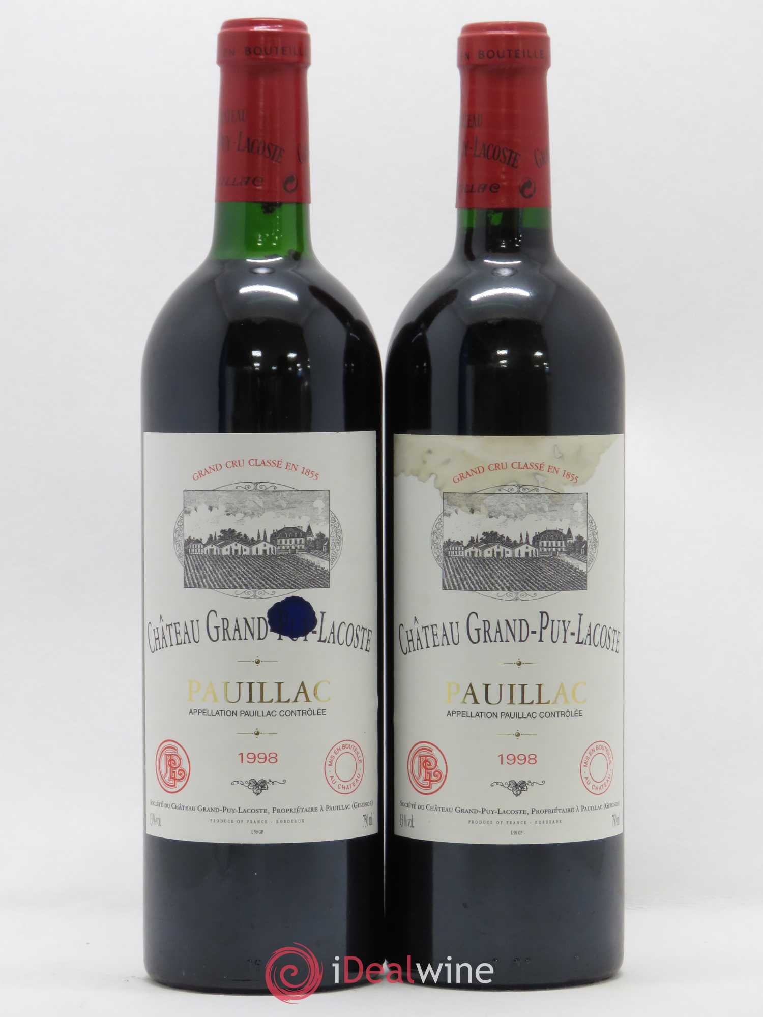 Château Grand Puy Lacoste 5ème Grand Cru Classé 1998 - Lot de 2 bouteilles - 0