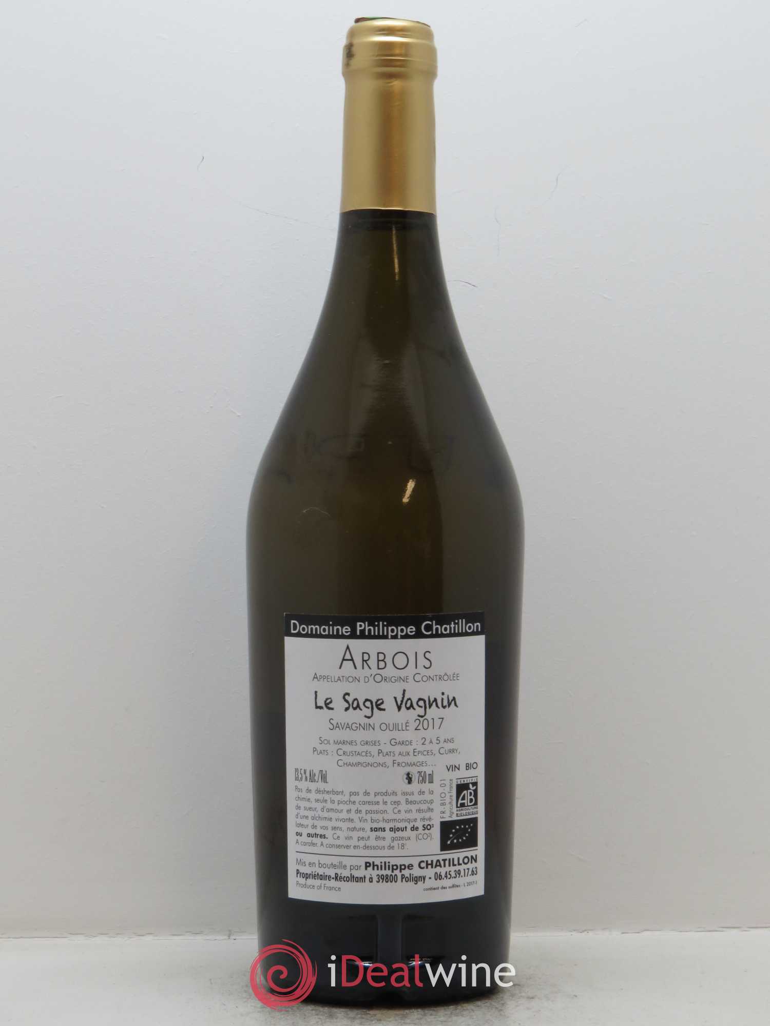Arbois Le Sage Vagnin Philippe Chatillon 2017 - Lot de 1 bouteille - 1